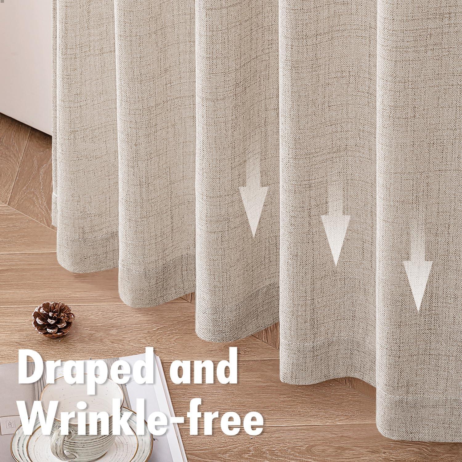 imageMIULEE Faux Linen Curtains 84 Inch Length 2 Panels Natural Burnt Orange Semi Sheer Curtain with Back Tab Rod Pocket Light Filtering Window Privacy Burlap Drapes for Living Room Bedroom 42W x 84LLinen