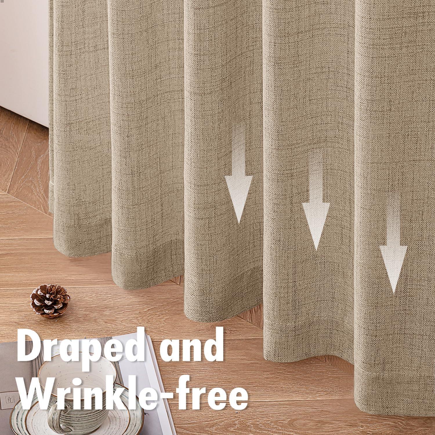 imageMIULEE Faux Linen Curtains 84 Inch Length 2 Panels Natural Burnt Orange Semi Sheer Curtain with Back Tab Rod Pocket Light Filtering Window Privacy Burlap Drapes for Living Room Bedroom 42W x 84LCopper Brown