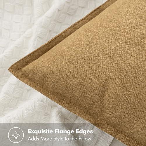 imageMIULEE Green and White Pillow Covers Pack of 4 Christmas Decorative Natural Solid Throw Pillow Covers Soft Accent Boho Farmhouse Couch Pillowcases Modern Decor for Living Room Bed Sofa 18x18 InchNeutral GoldBrown