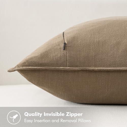 imageMIULEE Green and White Pillow Covers Pack of 4 Christmas Decorative Natural Solid Throw Pillow Covers Soft Accent Boho Farmhouse Couch Pillowcases Modern Decor for Living Room Bed Sofa 18x18 InchNeutral Navy