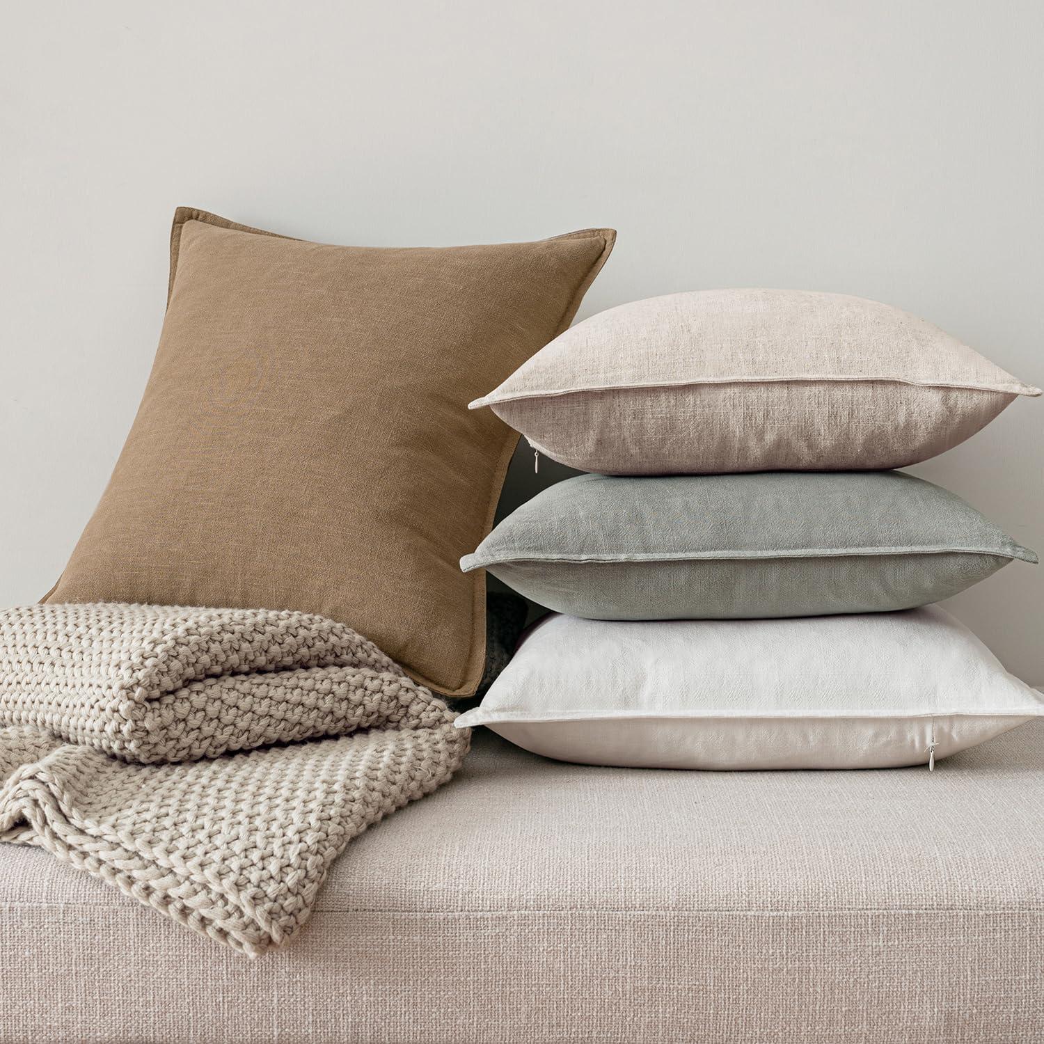 imageMIULEE Green and White Pillow Covers Pack of 4 Christmas Decorative Natural Solid Throw Pillow Covers Soft Accent Boho Farmhouse Couch Pillowcases Modern Decor for Living Room Bed Sofa 18x18 InchNeutral