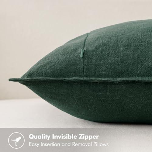 imageMIULEE Green and White Pillow Covers Pack of 4 Christmas Decorative Natural Solid Throw Pillow Covers Soft Accent Boho Farmhouse Couch Pillowcases Modern Decor for Living Room Bed Sofa 18x18 InchGreen