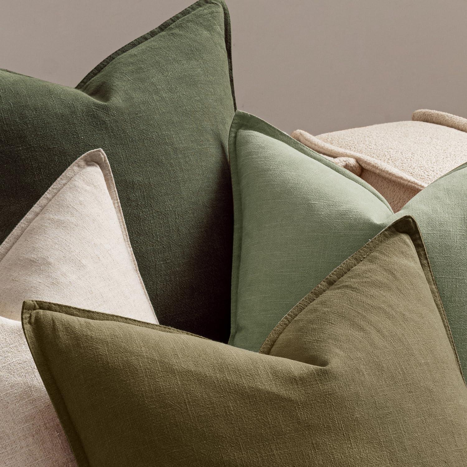 imageMIULEE Green and White Pillow Covers Pack of 4 Christmas Decorative Natural Solid Throw Pillow Covers Soft Accent Boho Farmhouse Couch Pillowcases Modern Decor for Living Room Bed Sofa 18x18 InchGreen and White