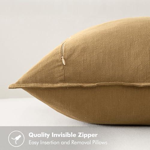 imageMIULEE Green and White Pillow Covers Pack of 4 Christmas Decorative Natural Solid Throw Pillow Covers Soft Accent Boho Farmhouse Couch Pillowcases Modern Decor for Living Room Bed Sofa 18x18 InchNeutral GoldBrown