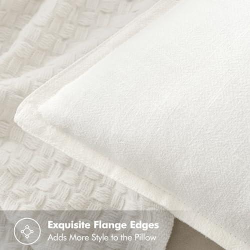 imageMIULEE Green and White Pillow Covers Pack of 4 Christmas Decorative Natural Solid Throw Pillow Covers Soft Accent Boho Farmhouse Couch Pillowcases Modern Decor for Living Room Bed Sofa 18x18 InchChristmas RedGreen