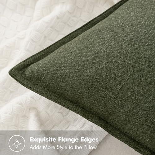 imageMIULEE Green and White Pillow Covers Pack of 4 Christmas Decorative Natural Solid Throw Pillow Covers Soft Accent Boho Farmhouse Couch Pillowcases Modern Decor for Living Room Bed Sofa 18x18 InchNeutral GreenBrown