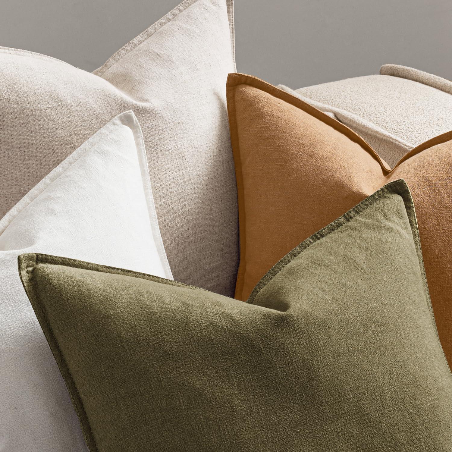 imageMIULEE Green and White Pillow Covers Pack of 4 Christmas Decorative Natural Solid Throw Pillow Covers Soft Accent Boho Farmhouse Couch Pillowcases Modern Decor for Living Room Bed Sofa 18x18 InchBrown