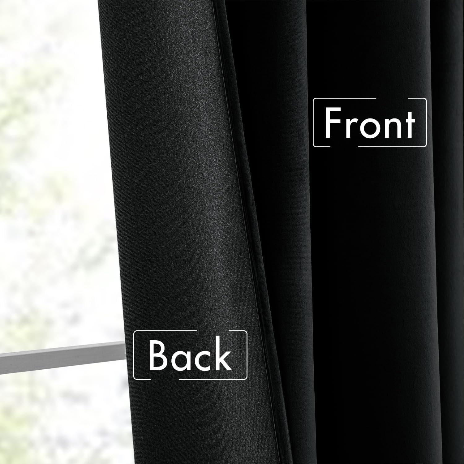 imageMIULEE Hot Pink Velvet Curtains 84 inches 2 Panels Luxury Room Darkening Window Drapes for Bedroom Living Room Thermal Insulated Super Soft Blackout Back Tab Rod Pocket Pinch Pleated W52 x L84Black