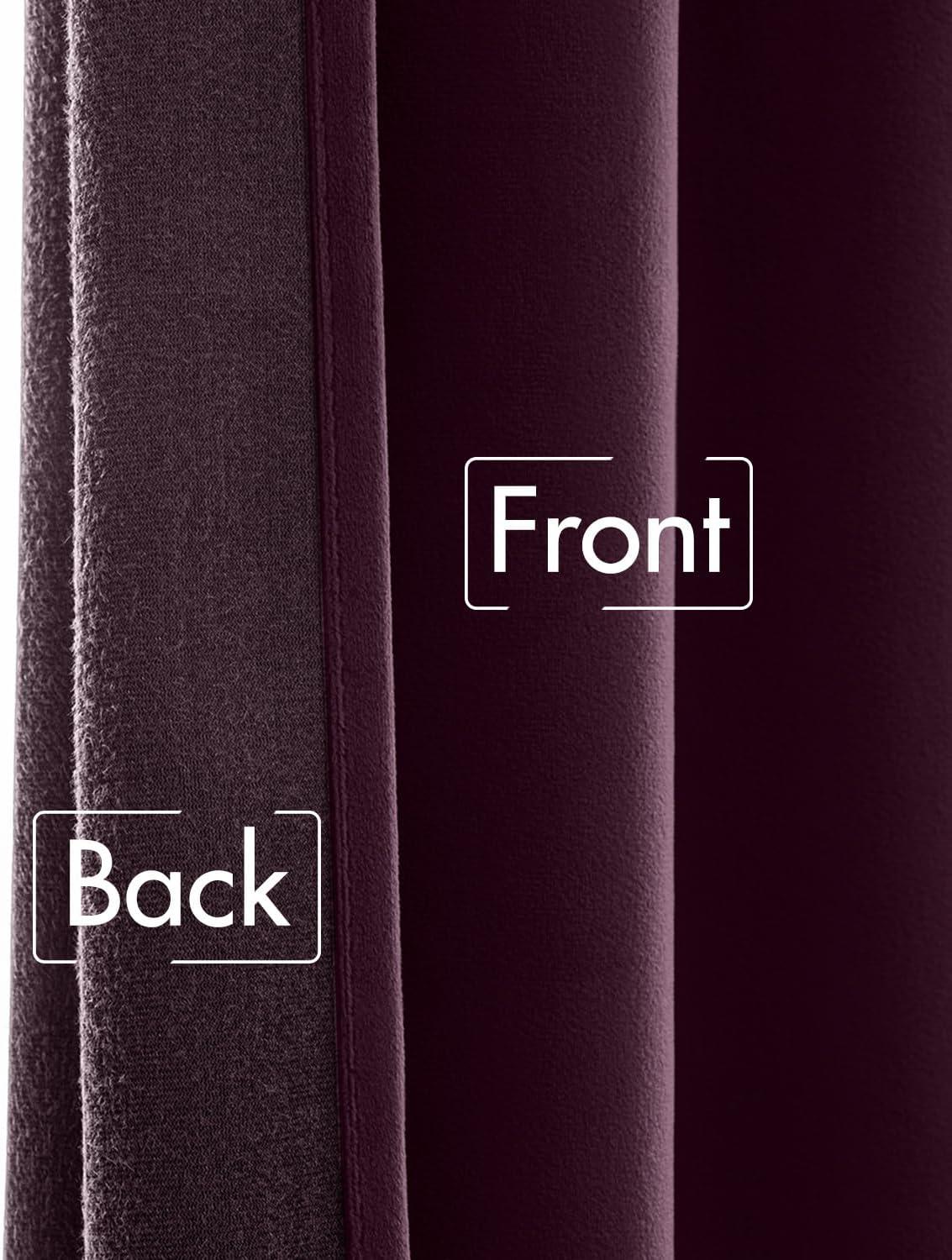 imageMIULEE Hot Pink Velvet Curtains 84 inches 2 Panels Luxury Room Darkening Window Drapes for Bedroom Living Room Thermal Insulated Super Soft Blackout Back Tab Rod Pocket Pinch Pleated W52 x L84Dark Purple