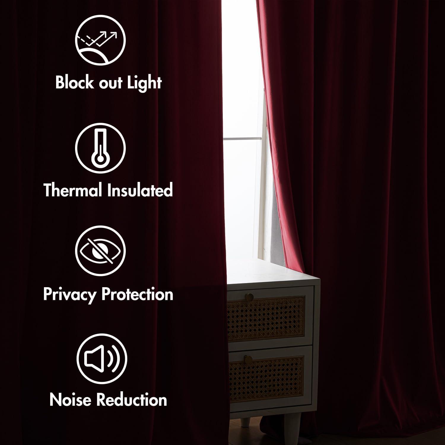 imageMIULEE Hot Pink Velvet Curtains 84 inches 2 Panels Luxury Room Darkening Window Drapes for Bedroom Living Room Thermal Insulated Super Soft Blackout Back Tab Rod Pocket Pinch Pleated W52 x L84Hot Pink
