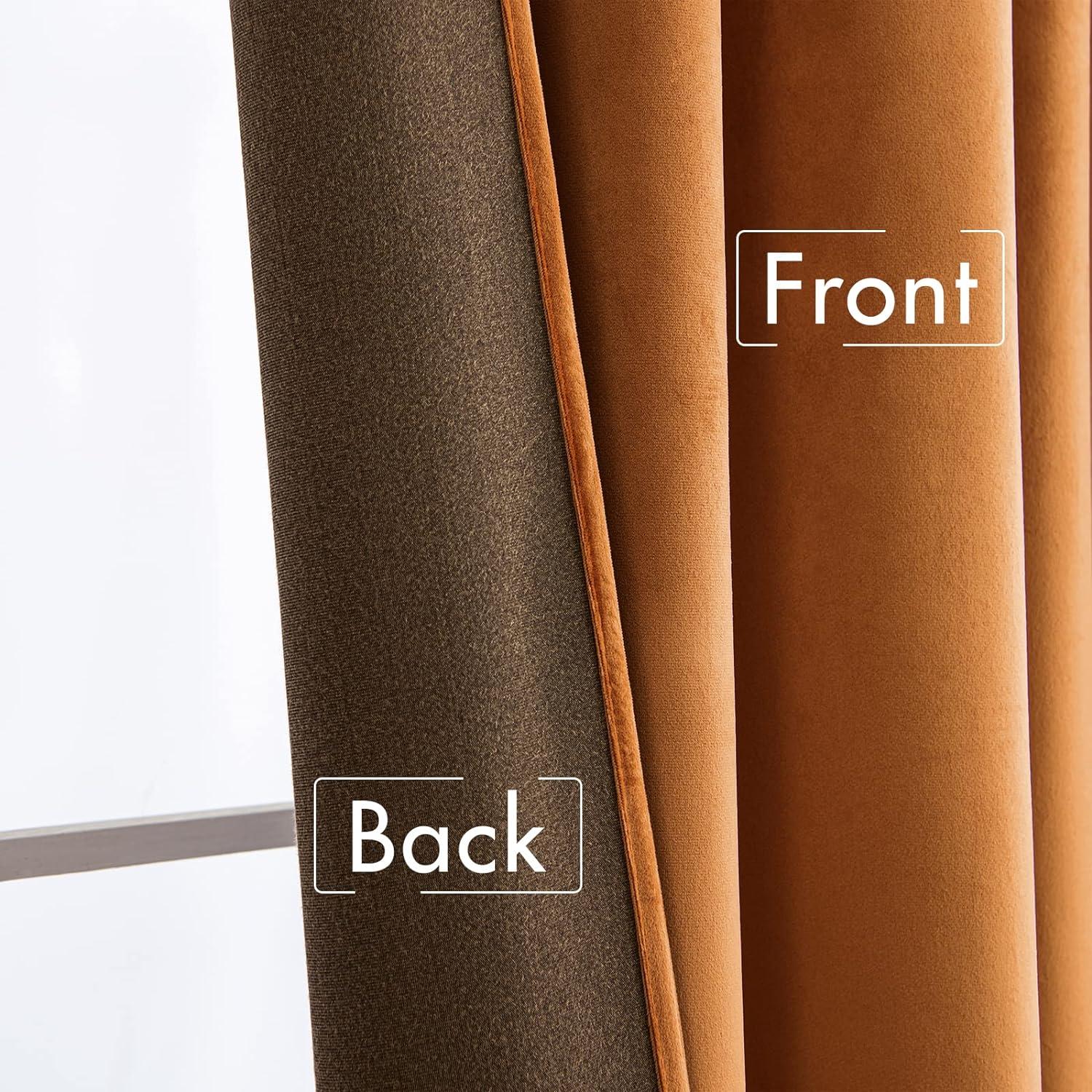 imageMIULEE Hot Pink Velvet Curtains 84 inches 2 Panels Luxury Room Darkening Window Drapes for Bedroom Living Room Thermal Insulated Super Soft Blackout Back Tab Rod Pocket Pinch Pleated W52 x L84Gold Brown