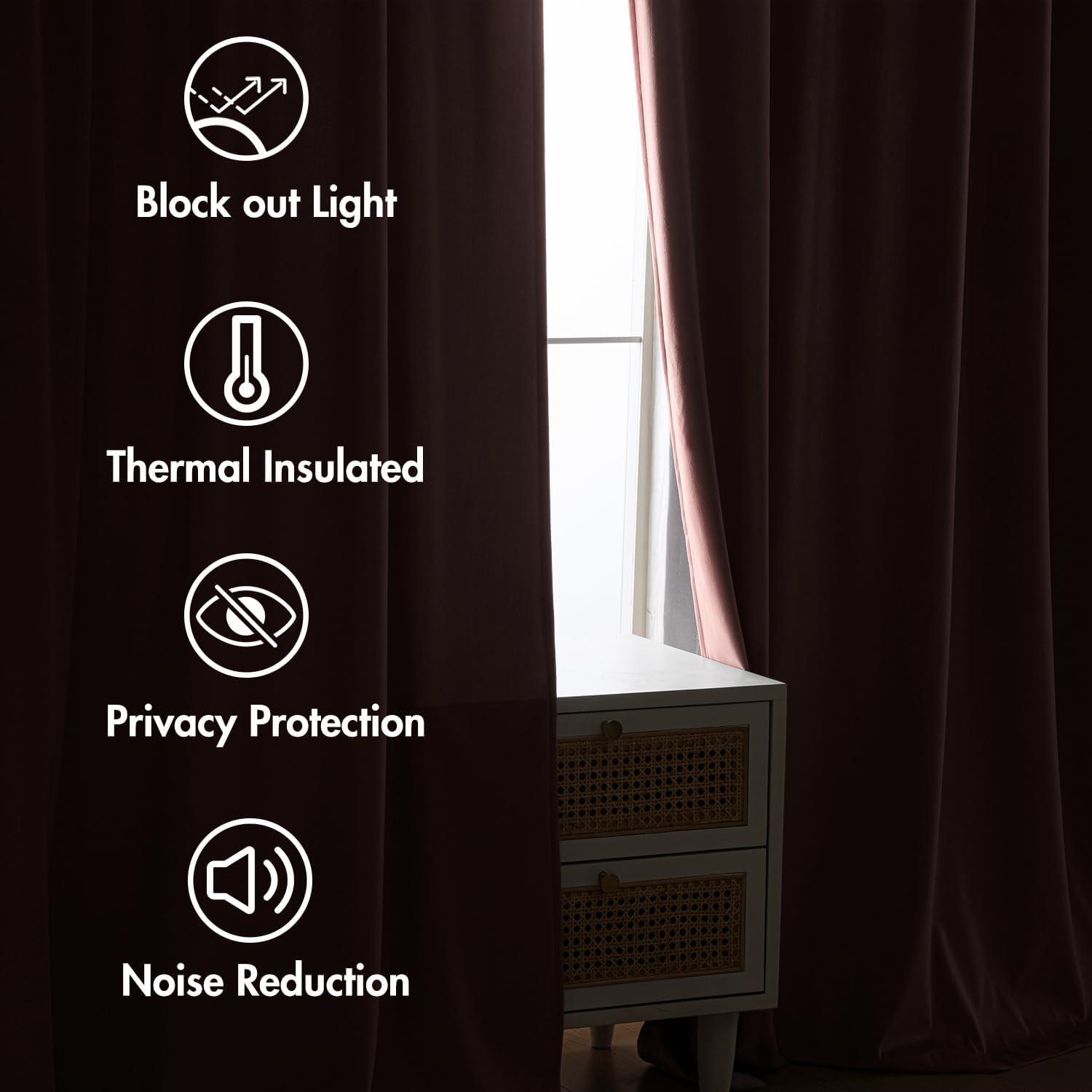 imageMIULEE Hot Pink Velvet Curtains 84 inches 2 Panels Luxury Room Darkening Window Drapes for Bedroom Living Room Thermal Insulated Super Soft Blackout Back Tab Rod Pocket Pinch Pleated W52 x L84Baby Pink
