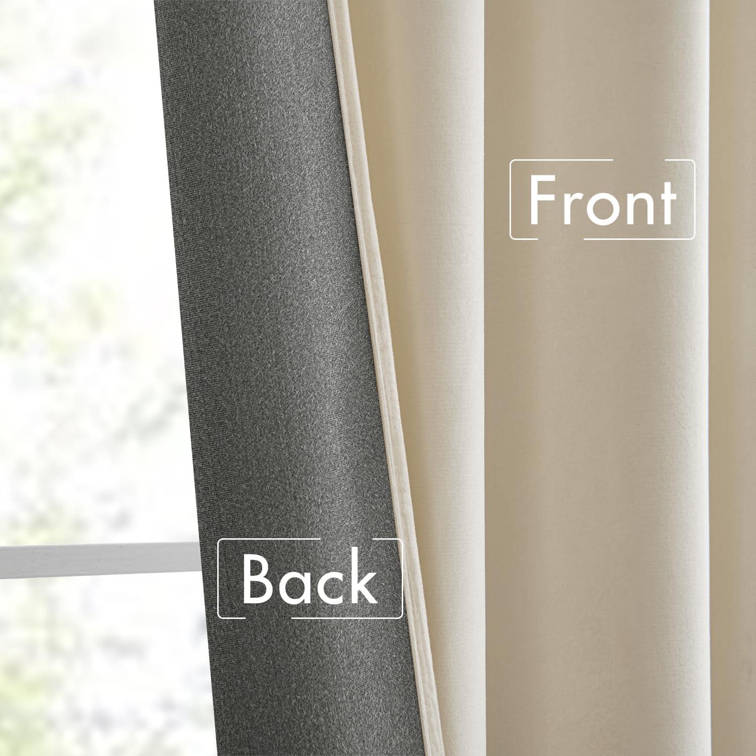 imageMIULEE Hot Pink Velvet Curtains 84 inches 2 Panels Luxury Room Darkening Window Drapes for Bedroom Living Room Thermal Insulated Super Soft Blackout Back Tab Rod Pocket Pinch Pleated W52 x L84Cream