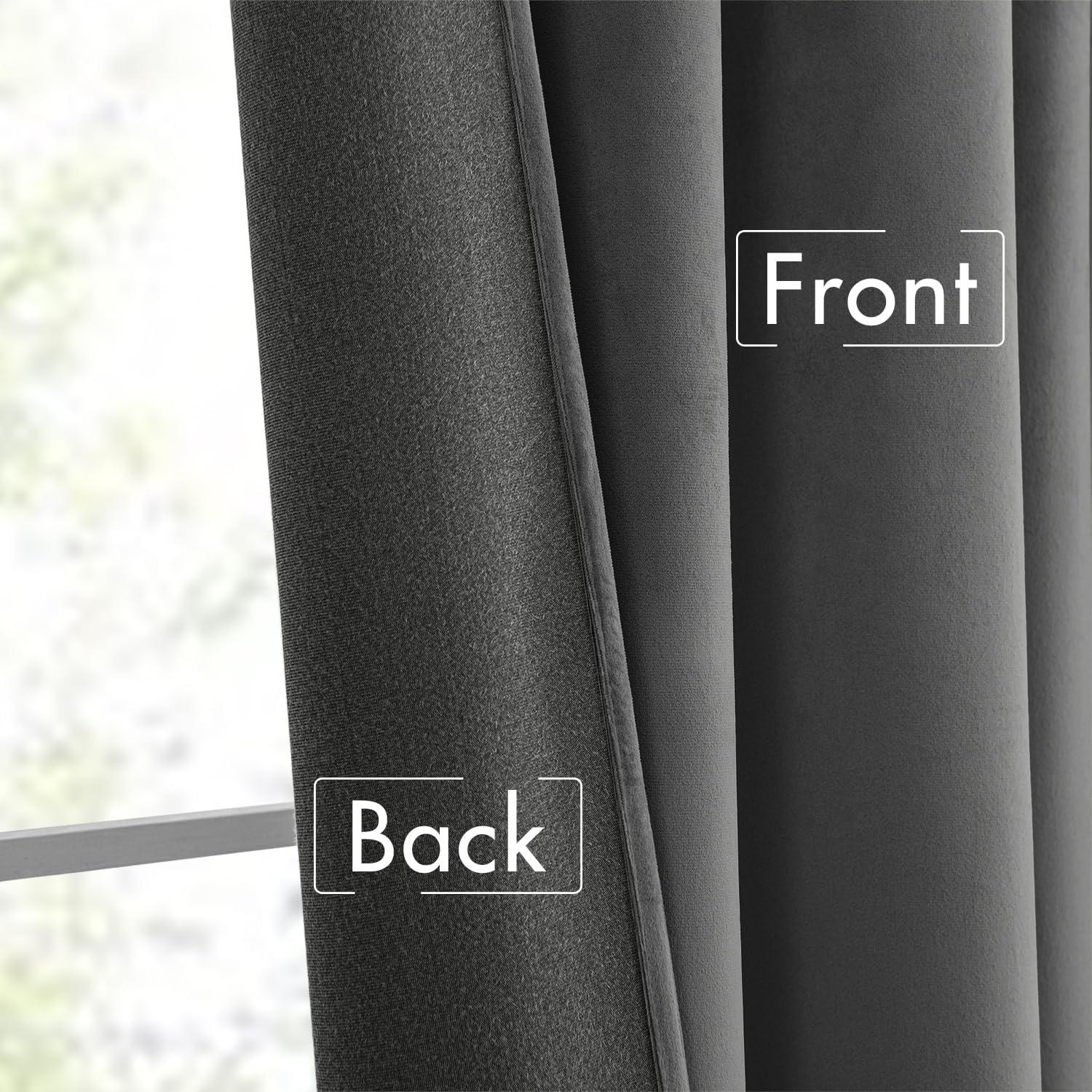 imageMIULEE Hot Pink Velvet Curtains 84 inches 2 Panels Luxury Room Darkening Window Drapes for Bedroom Living Room Thermal Insulated Super Soft Blackout Back Tab Rod Pocket Pinch Pleated W52 x L84Grey