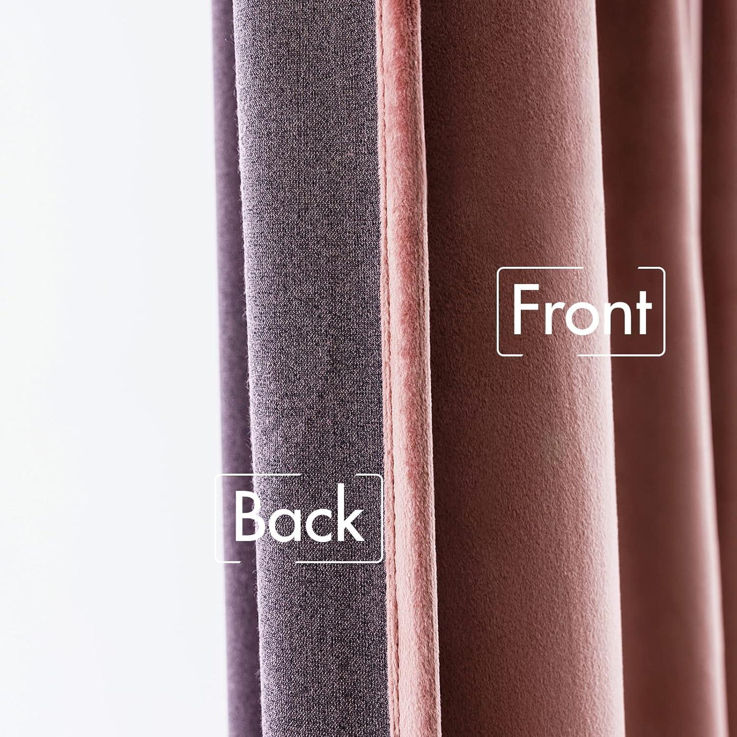 imageMIULEE Hot Pink Velvet Curtains 84 inches 2 Panels Luxury Room Darkening Window Drapes for Bedroom Living Room Thermal Insulated Super Soft Blackout Back Tab Rod Pocket Pinch Pleated W52 x L84Dusty Rose