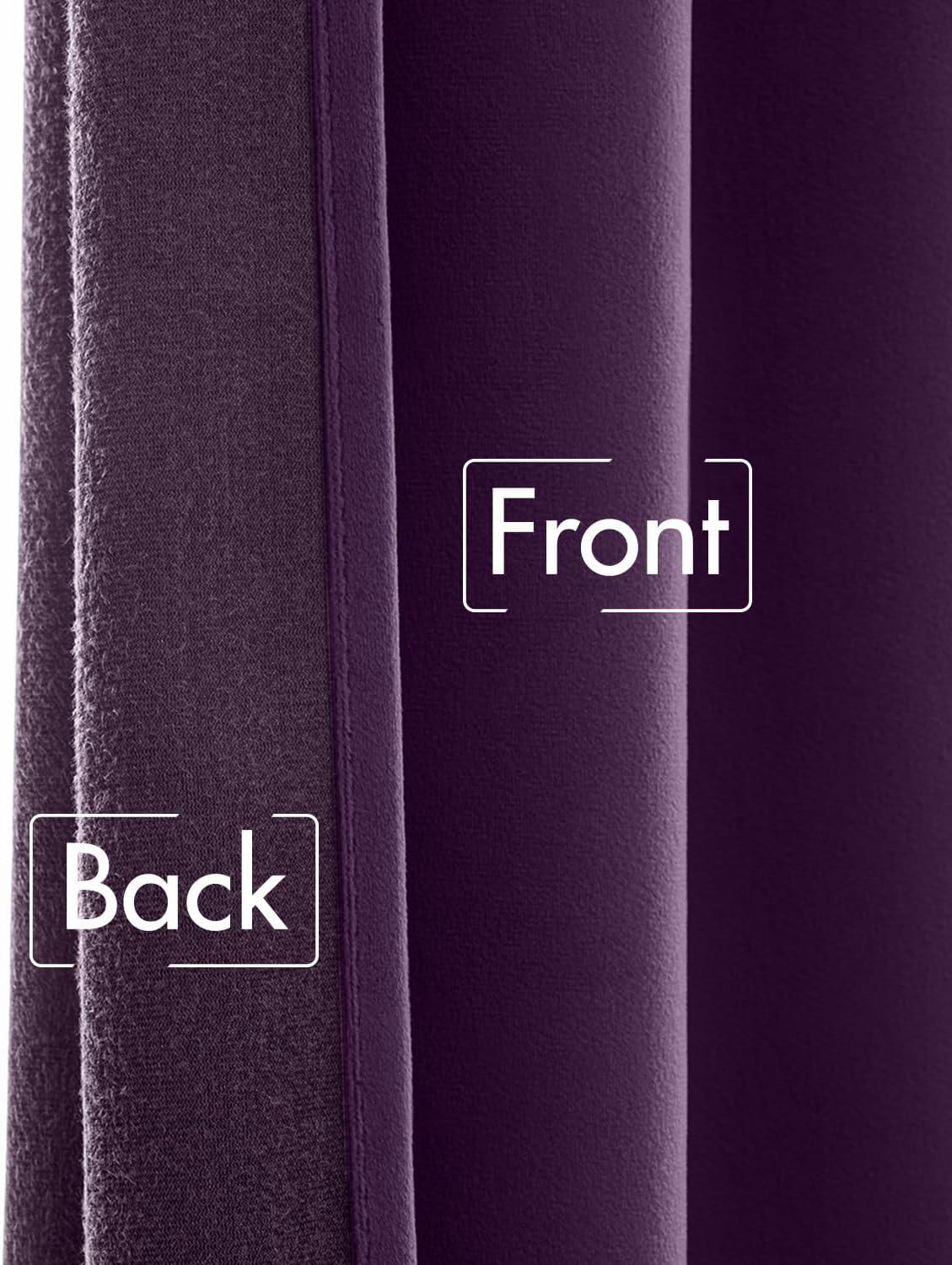 imageMIULEE Hot Pink Velvet Curtains 84 inches 2 Panels Luxury Room Darkening Window Drapes for Bedroom Living Room Thermal Insulated Super Soft Blackout Back Tab Rod Pocket Pinch Pleated W52 x L84Purple