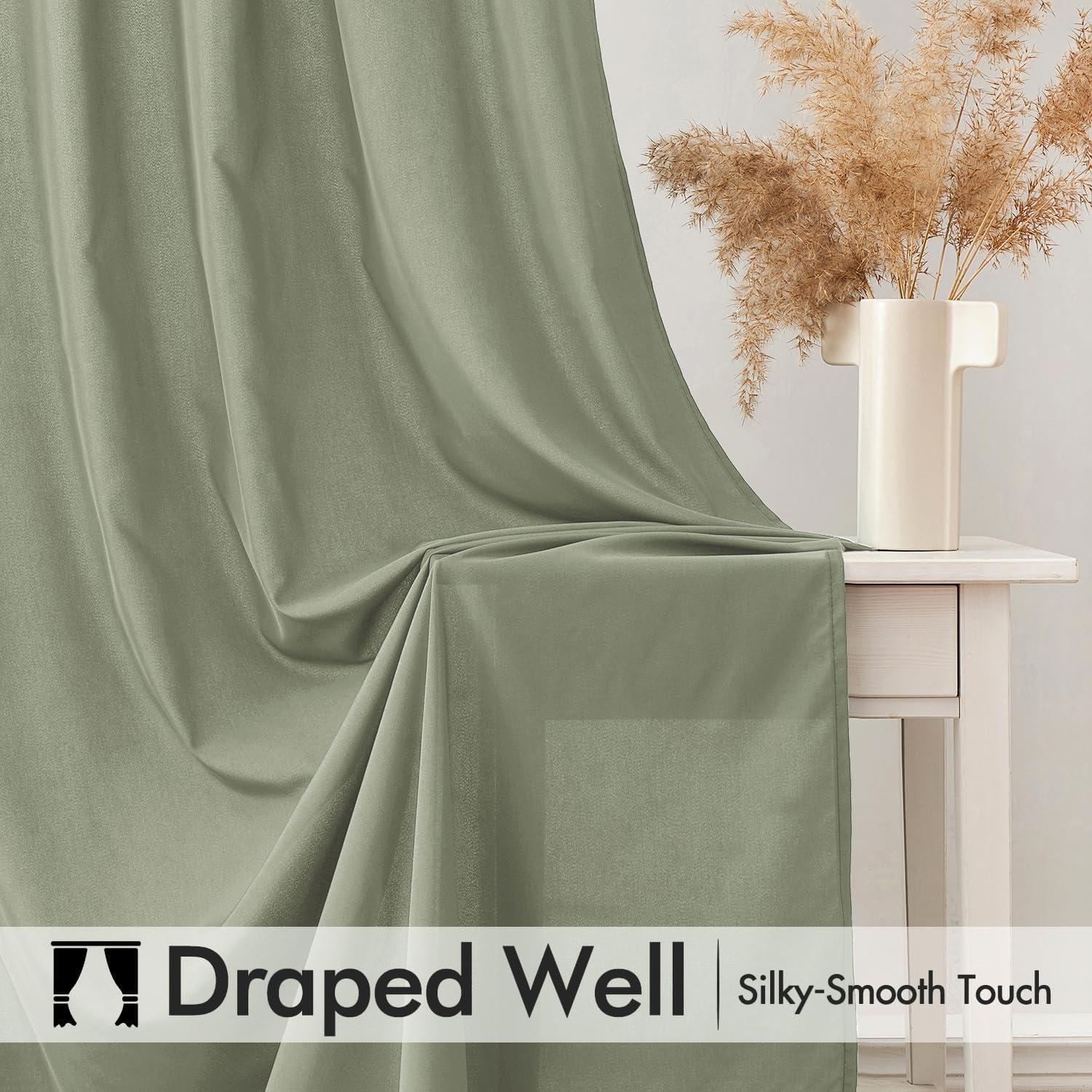 imageMIULEE Hunter Green Privacy Sheer Curtains That Let Light in 84 Inches Long NonSeeThrough Semi Sheer Curtain Light Filtering Window Curtains Christmas Drapes for Living Room Bedroom 2 Panels SetSage Green