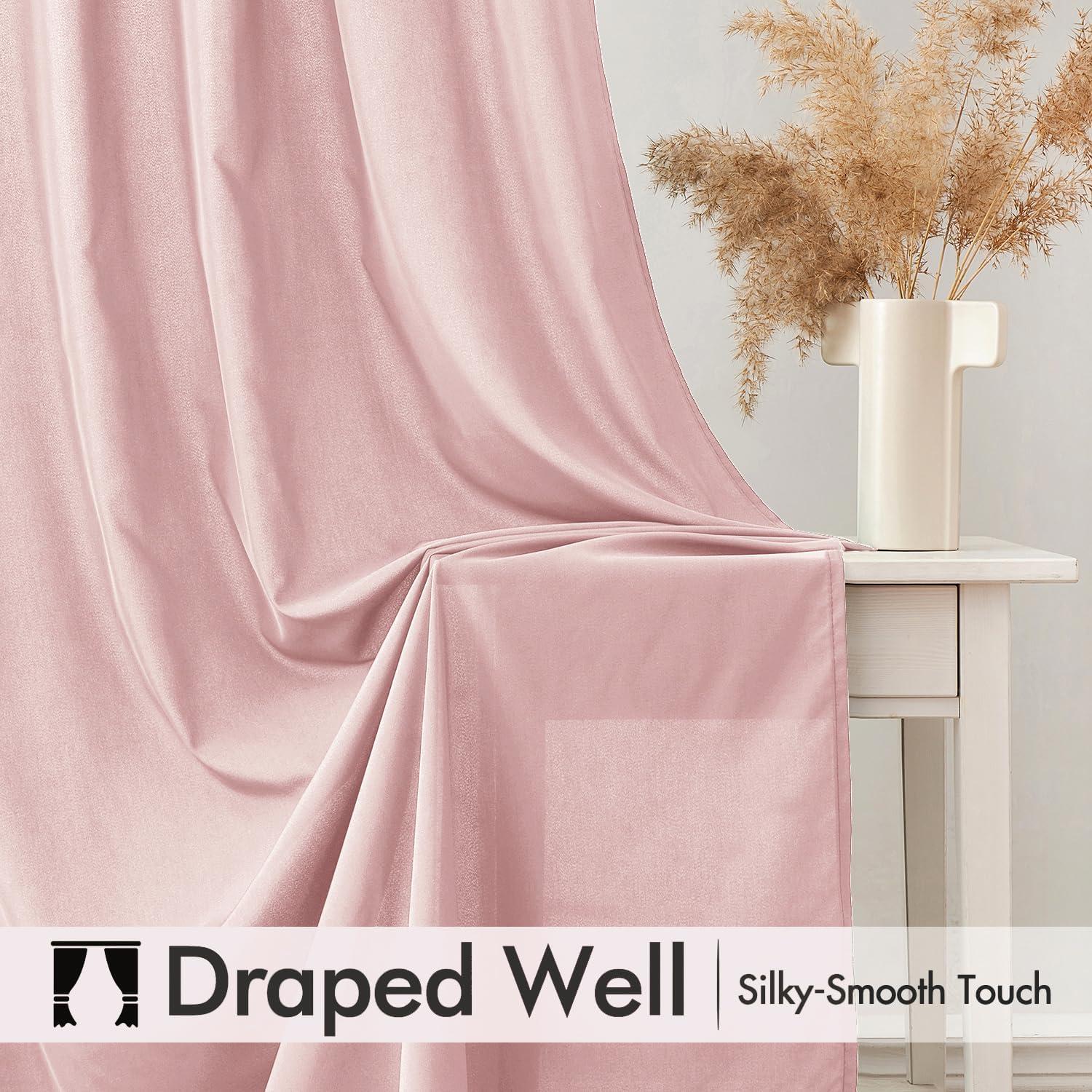imageMIULEE Hunter Green Privacy Sheer Curtains That Let Light in 84 Inches Long NonSeeThrough Semi Sheer Curtain Light Filtering Window Curtains Christmas Drapes for Living Room Bedroom 2 Panels SetBaby Pink
