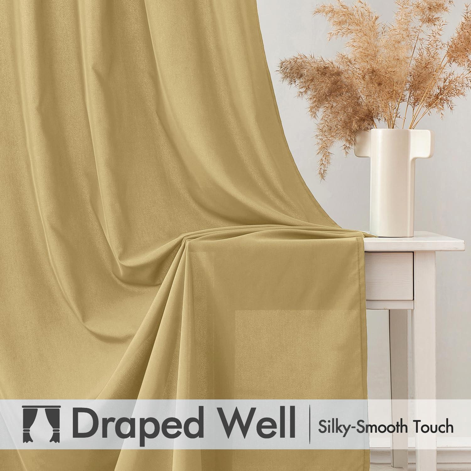 imageMIULEE Hunter Green Privacy Sheer Curtains That Let Light in 84 Inches Long NonSeeThrough Semi Sheer Curtain Light Filtering Window Curtains Christmas Drapes for Living Room Bedroom 2 Panels SetGold