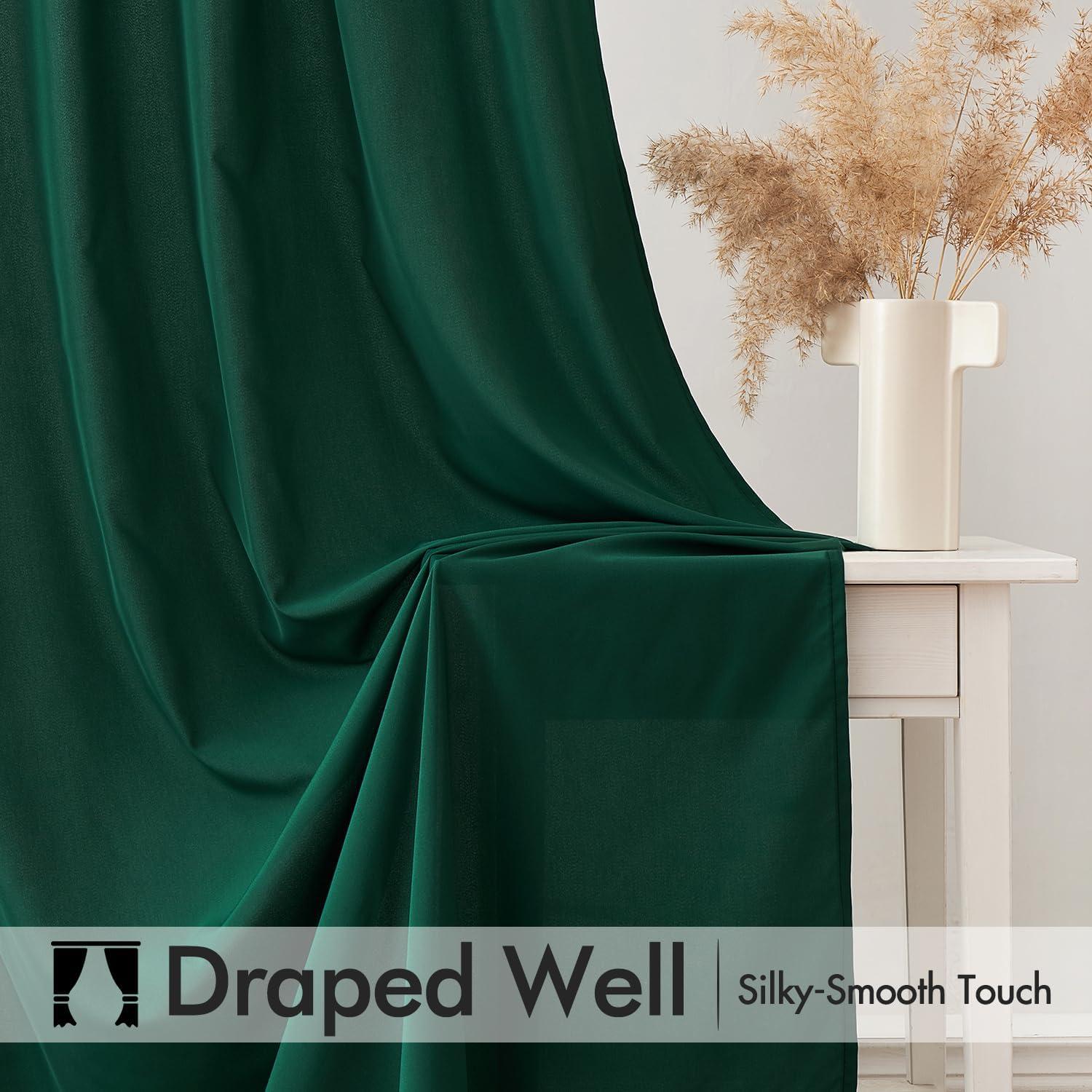 imageMIULEE Hunter Green Privacy Sheer Curtains That Let Light in 84 Inches Long NonSeeThrough Semi Sheer Curtain Light Filtering Window Curtains Christmas Drapes for Living Room Bedroom 2 Panels SetHunter Green