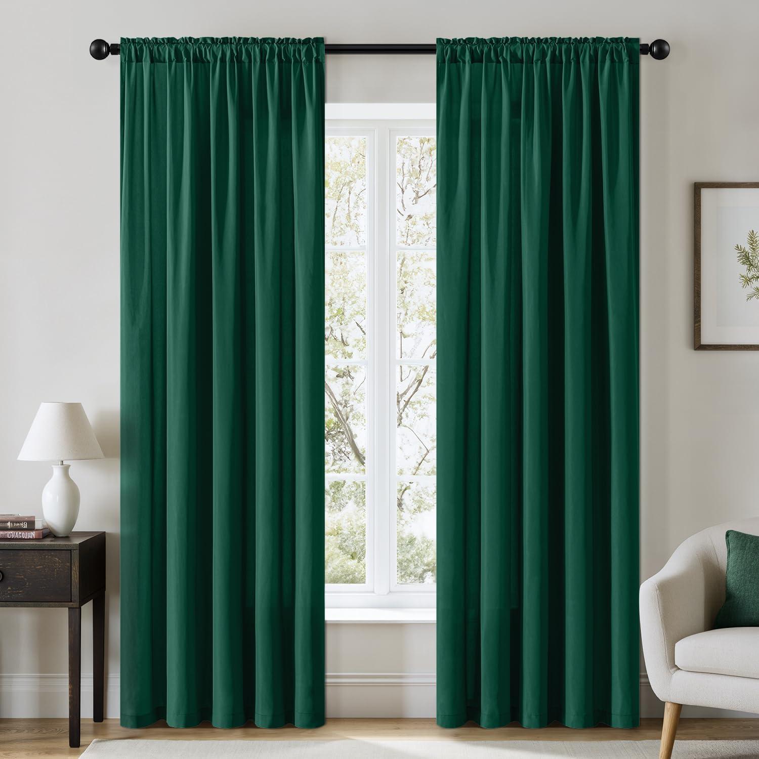 imageMIULEE Hunter Green Privacy Sheer Curtains That Let Light in 90 Inches Long NonSeeThrough Semi Sheer Curtain Light Filtering Window Christmas Drapes for Living Room Bedroom 2 Panels Set 42 X 90Hunter Green
