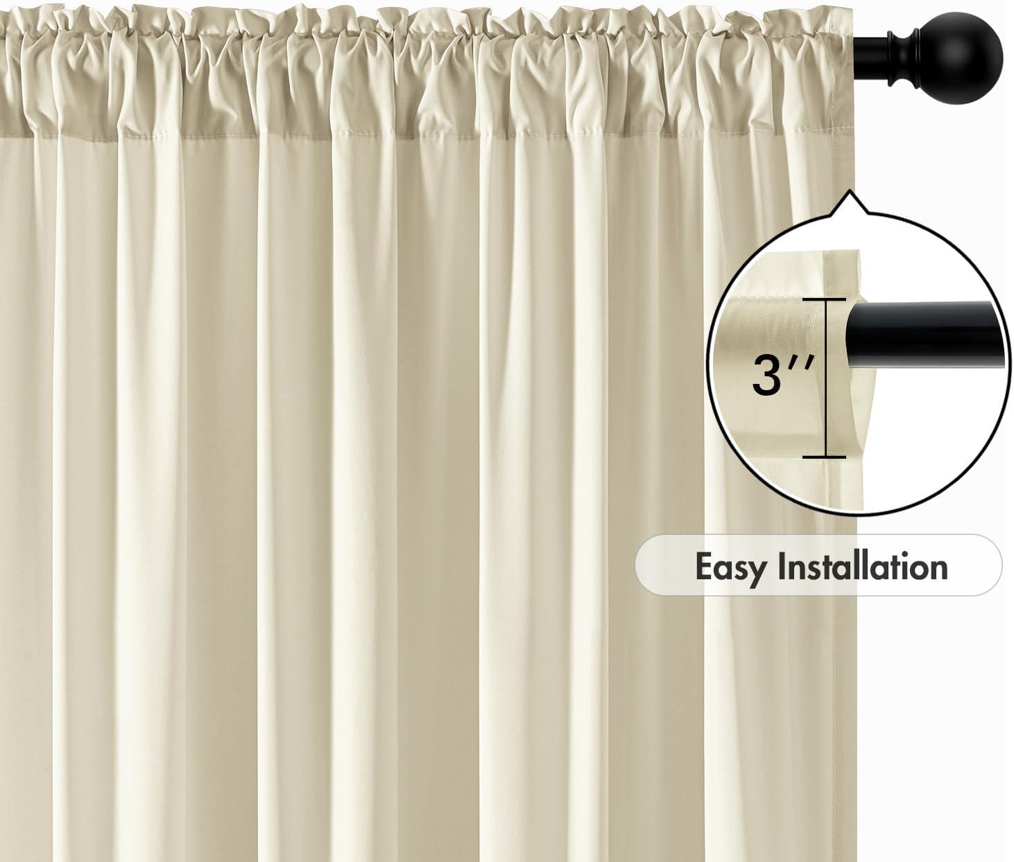 imageMIULEE Hunter Green Privacy Sheer Curtains That Let Light in 90 Inches Long NonSeeThrough Semi Sheer Curtain Light Filtering Window Christmas Drapes for Living Room Bedroom 2 Panels Set 42 X 90Cream Beige