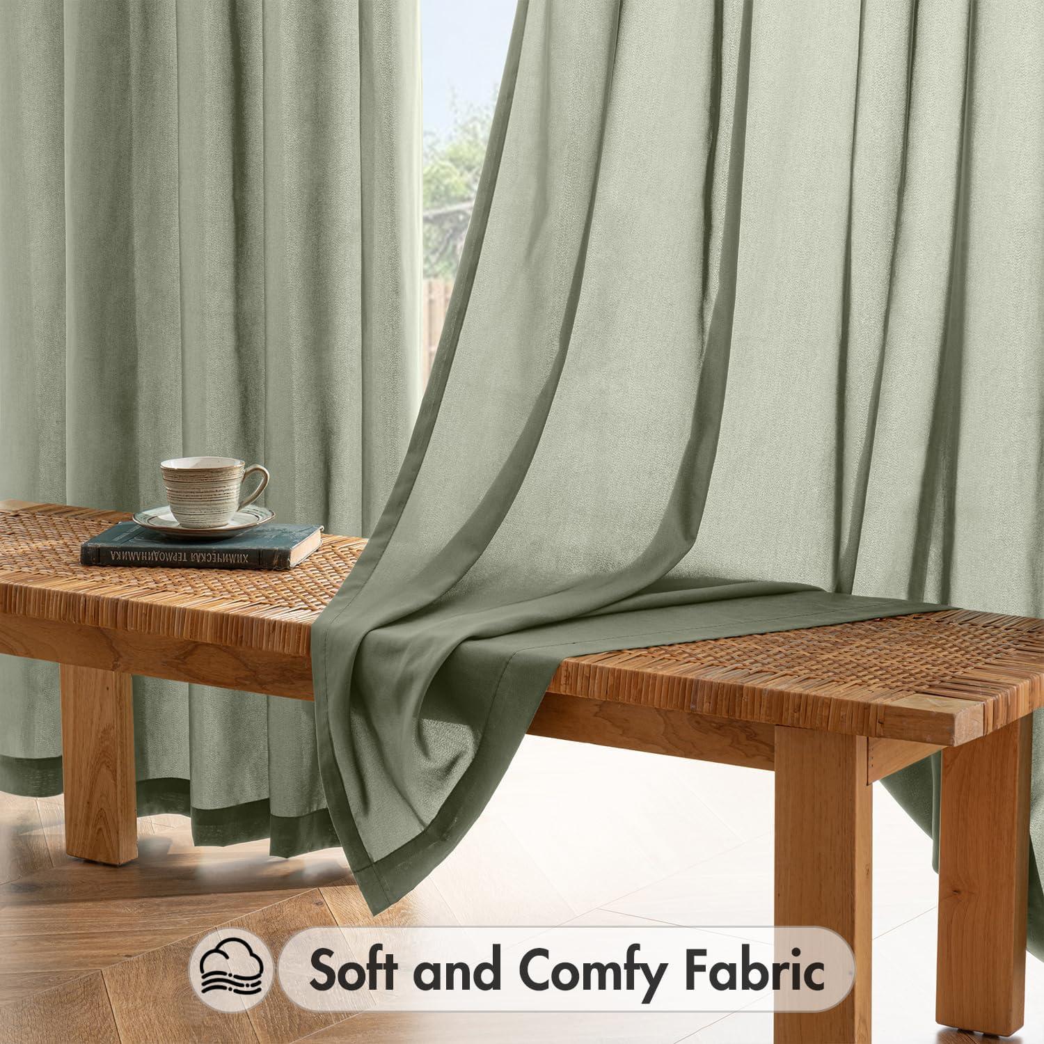 imageMIULEE Hunter Green Privacy Sheer Curtains That Let Light in 90 Inches Long NonSeeThrough Semi Sheer Curtain Light Filtering Window Christmas Drapes for Living Room Bedroom 2 Panels Set 42 X 90Sage Green