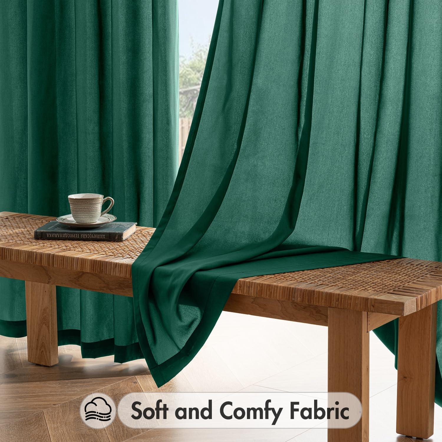 imageMIULEE Hunter Green Privacy Sheer Curtains That Let Light in 90 Inches Long NonSeeThrough Semi Sheer Curtain Light Filtering Window Christmas Drapes for Living Room Bedroom 2 Panels Set 42 X 90Hunter Green