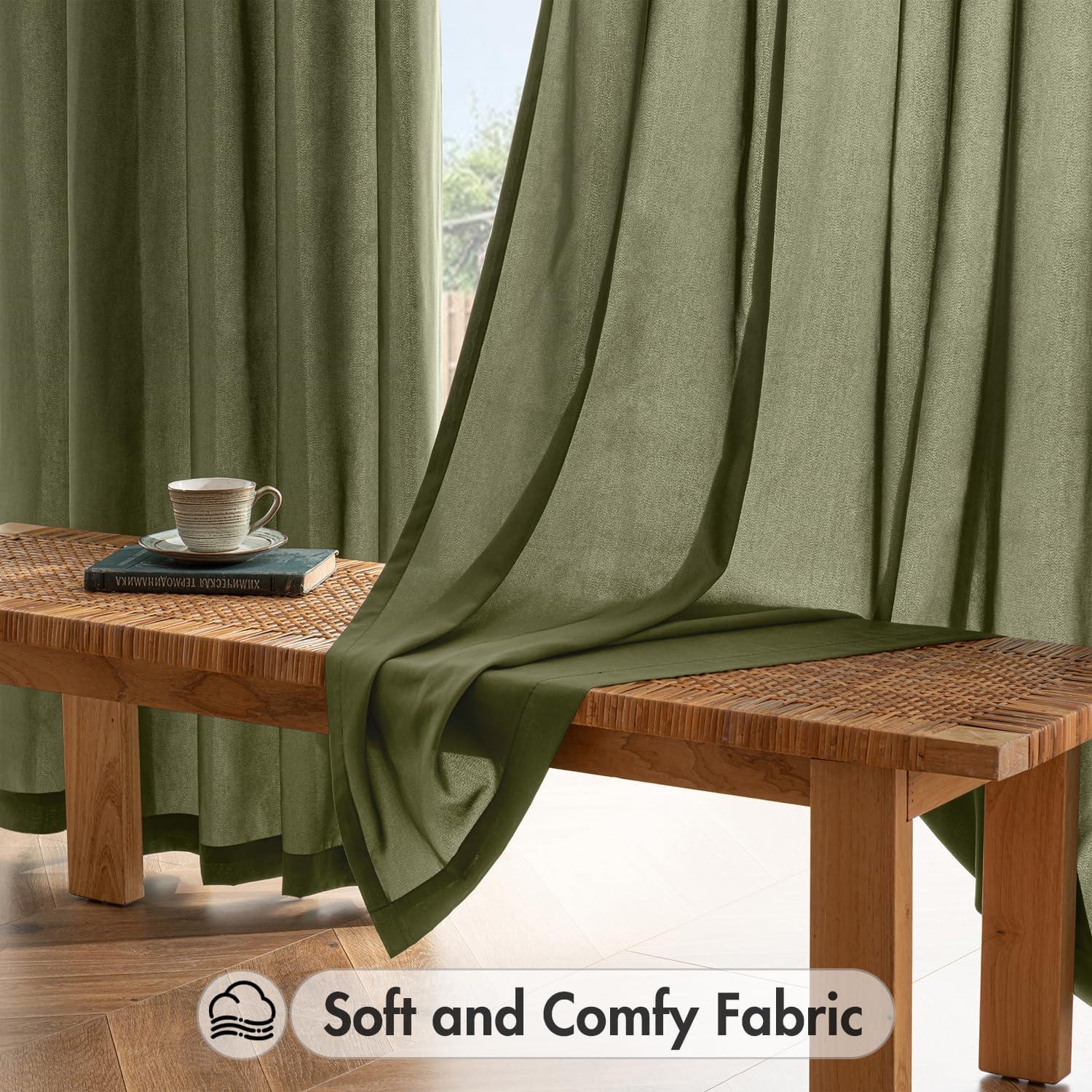 imageMIULEE Hunter Green Privacy Sheer Curtains That Let Light in 90 Inches Long NonSeeThrough Semi Sheer Curtain Light Filtering Window Christmas Drapes for Living Room Bedroom 2 Panels Set 42 X 90Olive Green