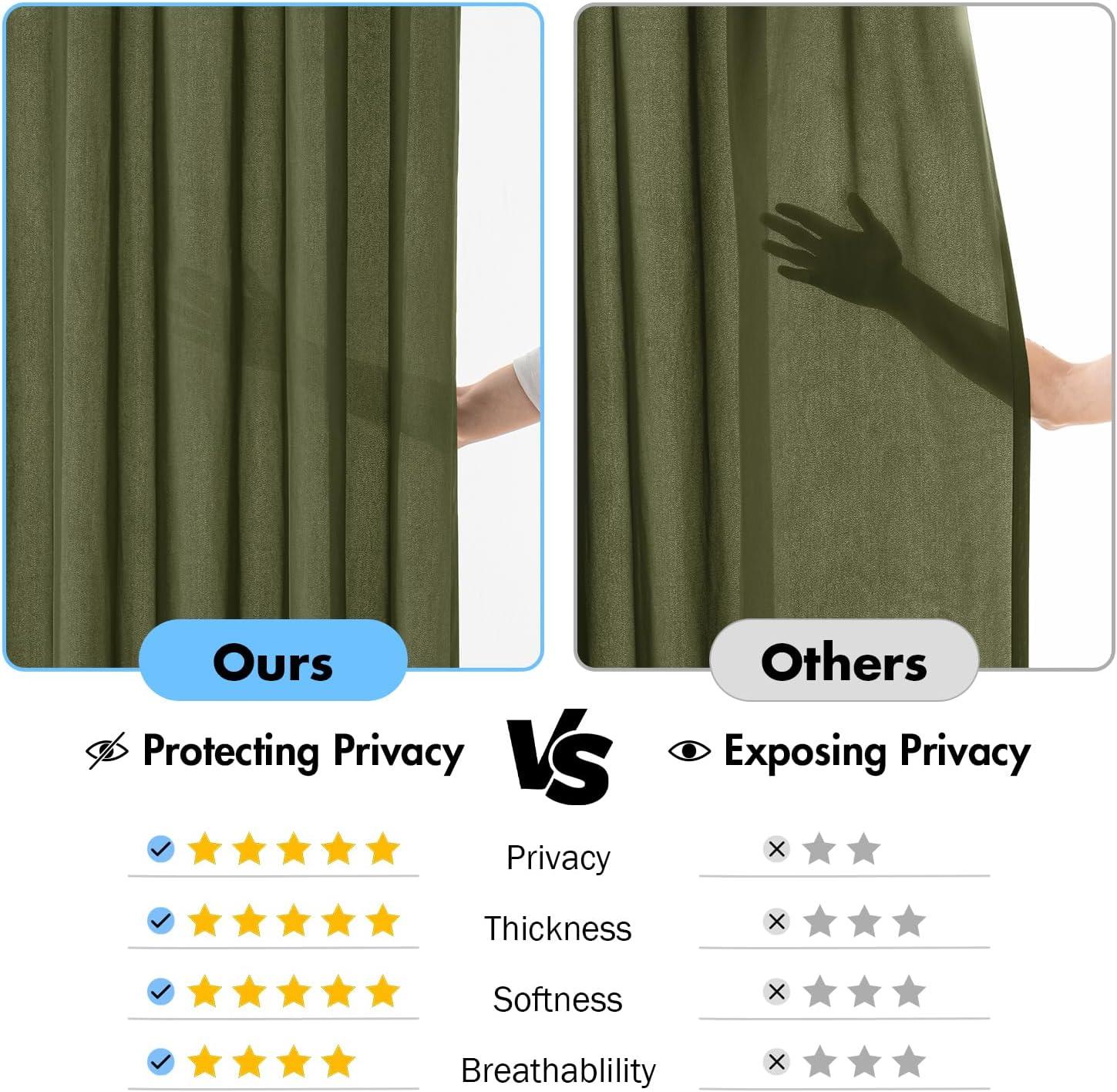 imageMIULEE Hunter Green Privacy Sheer Curtains That Let Light in 90 Inches Long NonSeeThrough Semi Sheer Curtain Light Filtering Window Christmas Drapes for Living Room Bedroom 2 Panels Set 42 X 90Olive Green