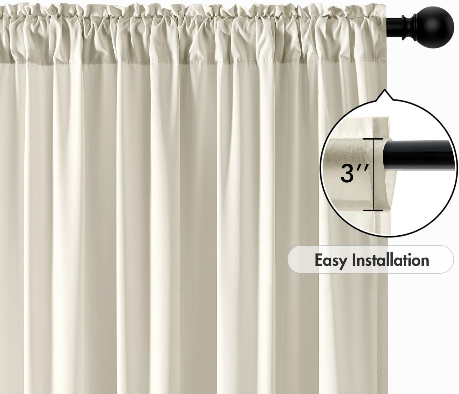 imageMIULEE Hunter Green Privacy Sheer Curtains That Let Light in 90 Inches Long NonSeeThrough Semi Sheer Curtain Light Filtering Window Christmas Drapes for Living Room Bedroom 2 Panels Set 42 X 90Ivory