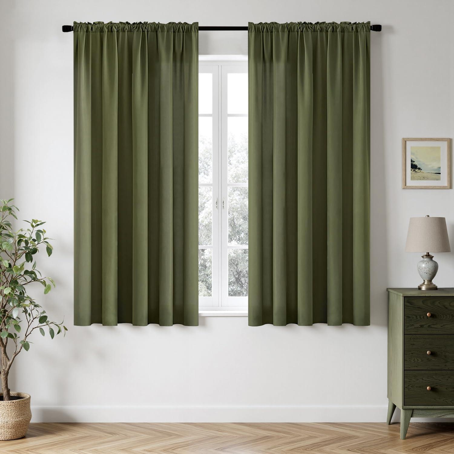 imageMIULEE Hunter Green Privacy Sheer Curtains That Let Light in 90 Inches Long NonSeeThrough Semi Sheer Curtain Light Filtering Window Christmas Drapes for Living Room Bedroom 2 Panels Set 42 X 90Olive Green