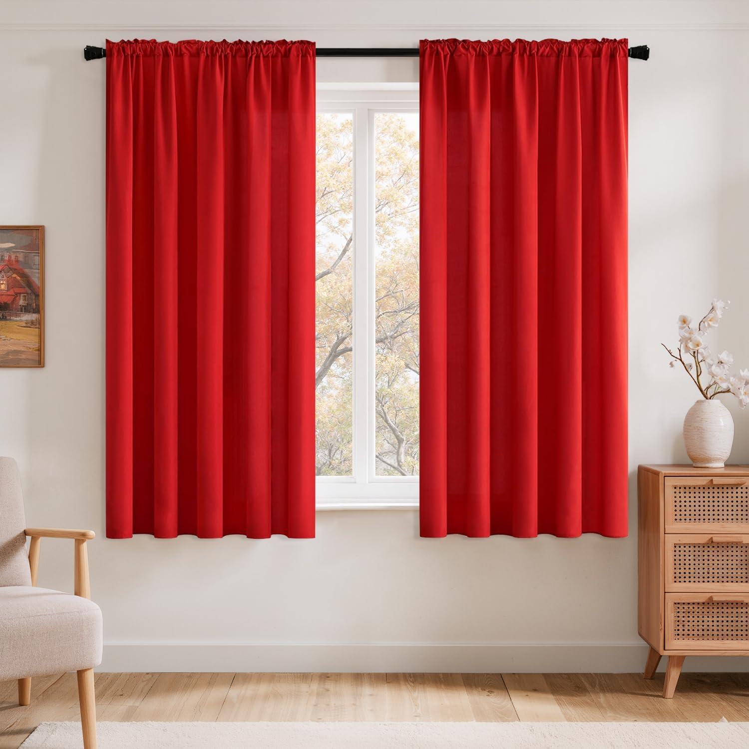 imageMIULEE Hunter Green Privacy Sheer Curtains That Let Light in 90 Inches Long NonSeeThrough Semi Sheer Curtain Light Filtering Window Christmas Drapes for Living Room Bedroom 2 Panels Set 42 X 90Red