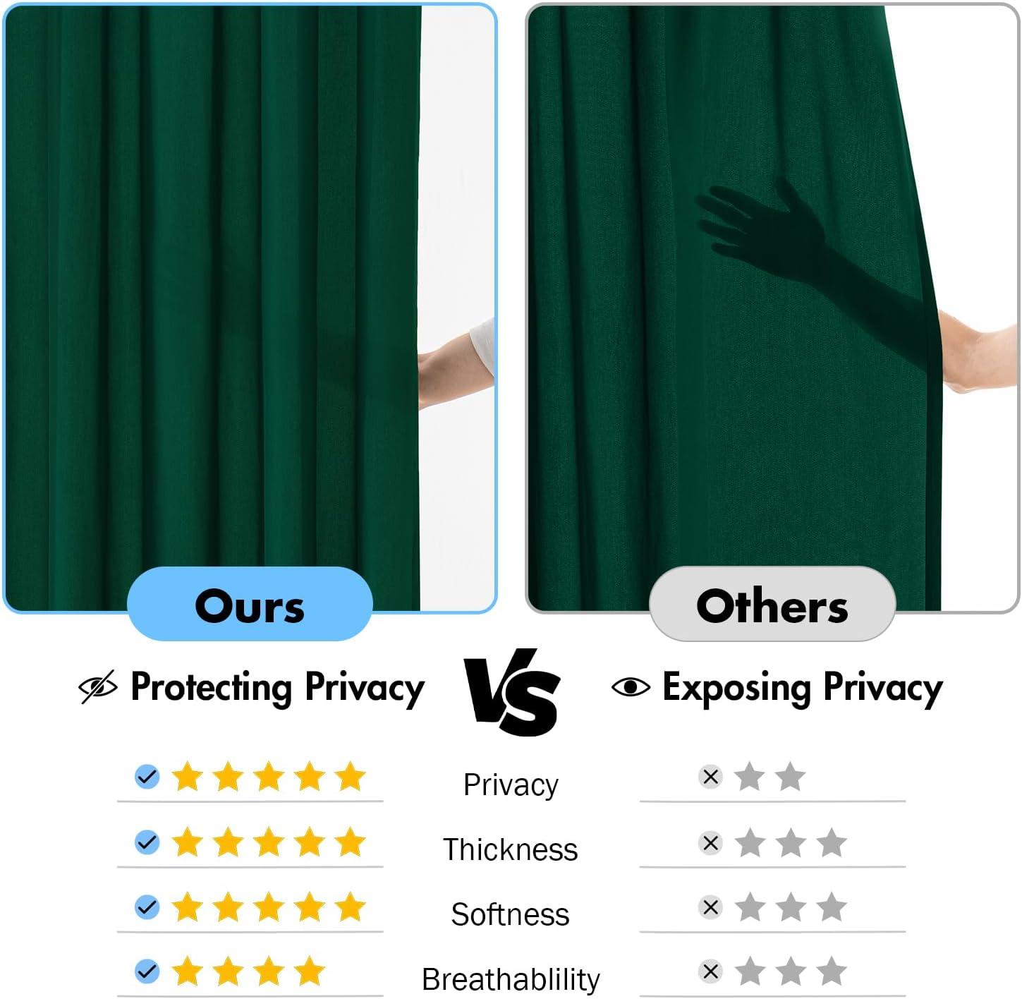 imageMIULEE Hunter Green Privacy Sheer Curtains That Let Light in 90 Inches Long NonSeeThrough Semi Sheer Curtain Light Filtering Window Christmas Drapes for Living Room Bedroom 2 Panels Set 42 X 90Hunter Green