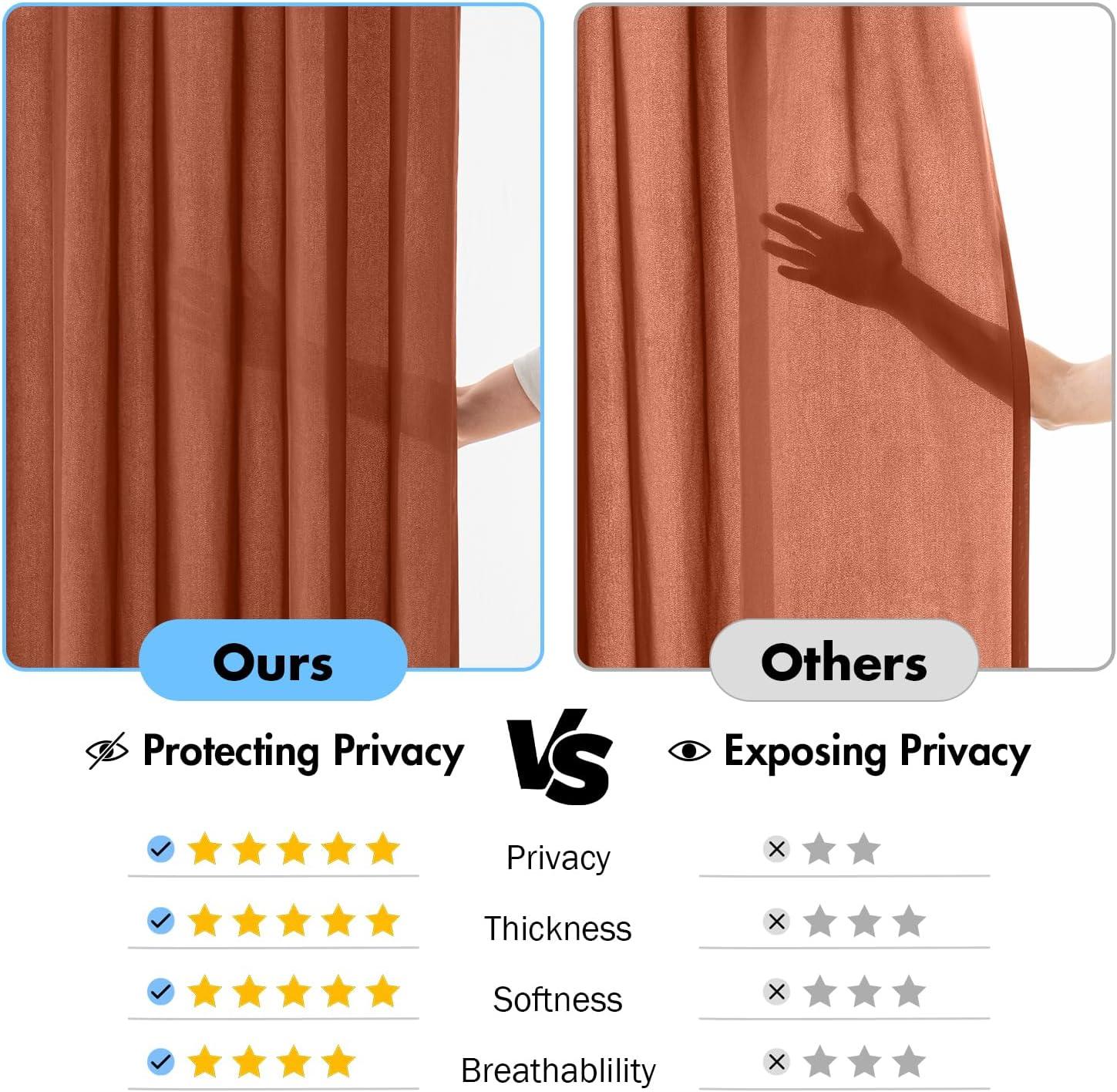 imageMIULEE Hunter Green Privacy Sheer Curtains That Let Light in 90 Inches Long NonSeeThrough Semi Sheer Curtain Light Filtering Window Christmas Drapes for Living Room Bedroom 2 Panels Set 42 X 90Terracotta