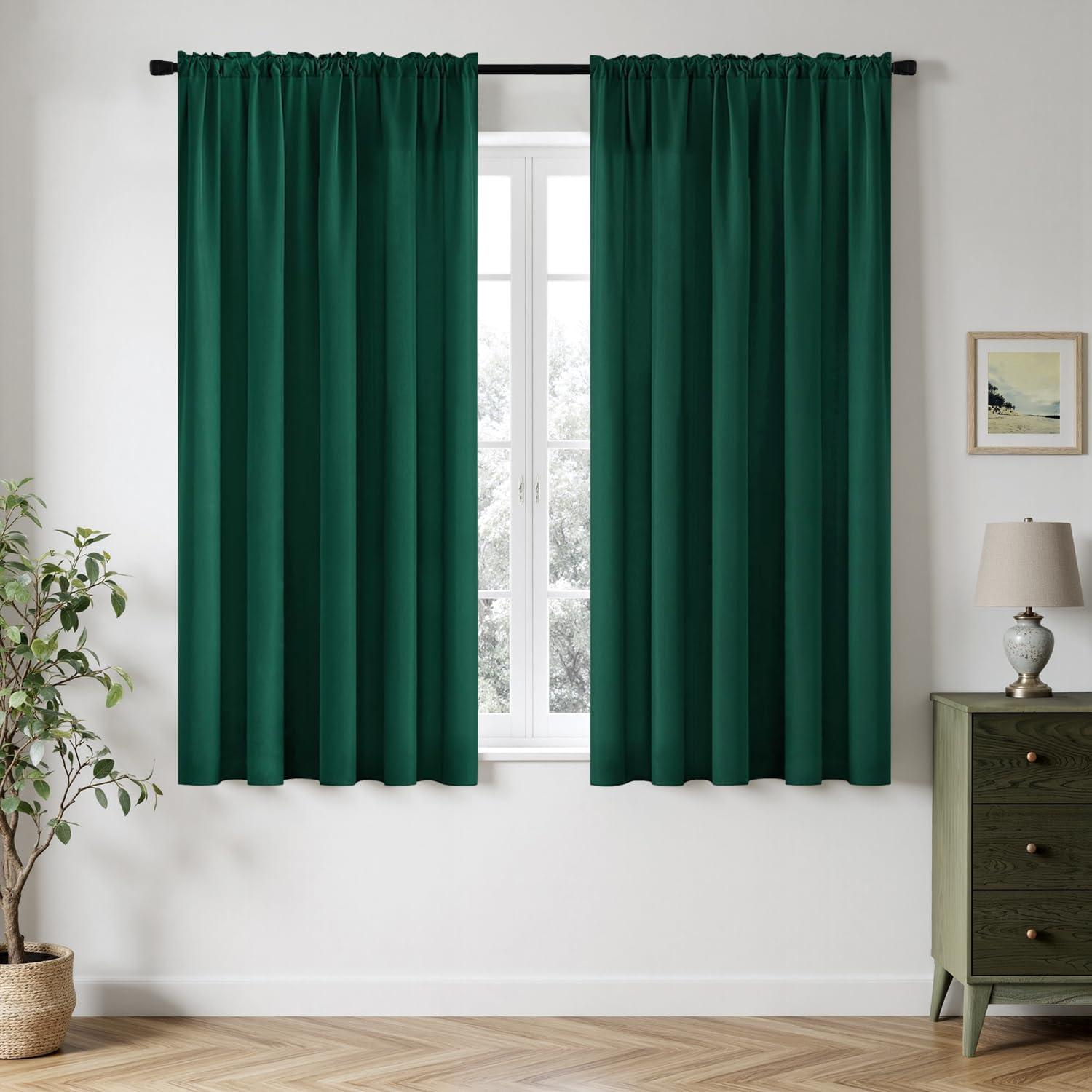 imageMIULEE Hunter Green Privacy Sheer Curtains That Let Light in 90 Inches Long NonSeeThrough Semi Sheer Curtain Light Filtering Window Christmas Drapes for Living Room Bedroom 2 Panels Set 42 X 90Hunter Green