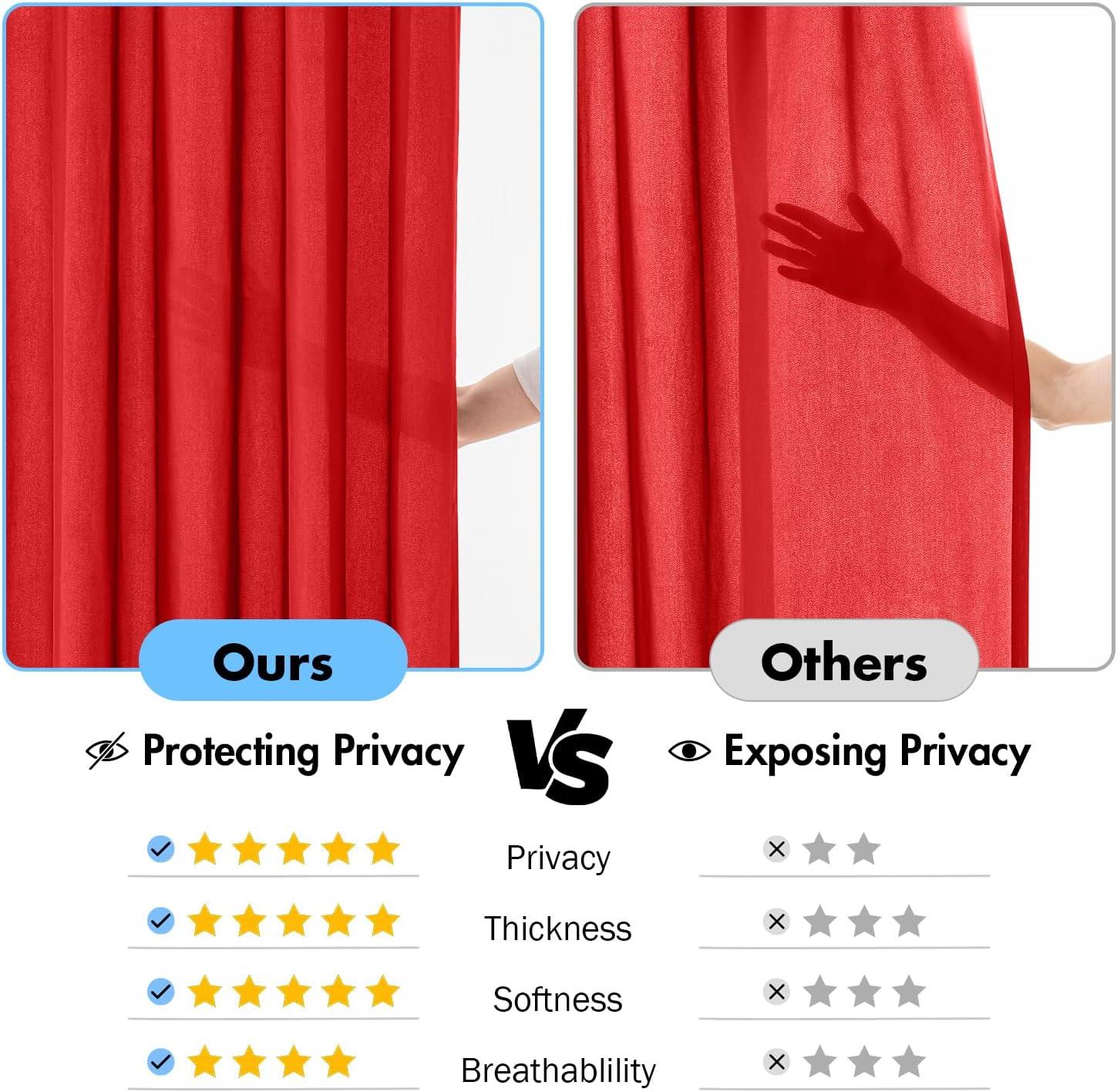imageMIULEE Hunter Green Privacy Sheer Curtains That Let Light in 90 Inches Long NonSeeThrough Semi Sheer Curtain Light Filtering Window Christmas Drapes for Living Room Bedroom 2 Panels Set 42 X 90Red