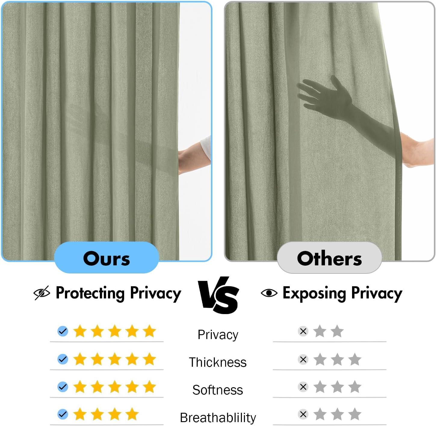 imageMIULEE Hunter Green Privacy Sheer Curtains That Let Light in 90 Inches Long NonSeeThrough Semi Sheer Curtain Light Filtering Window Christmas Drapes for Living Room Bedroom 2 Panels Set 42 X 90Sage Green
