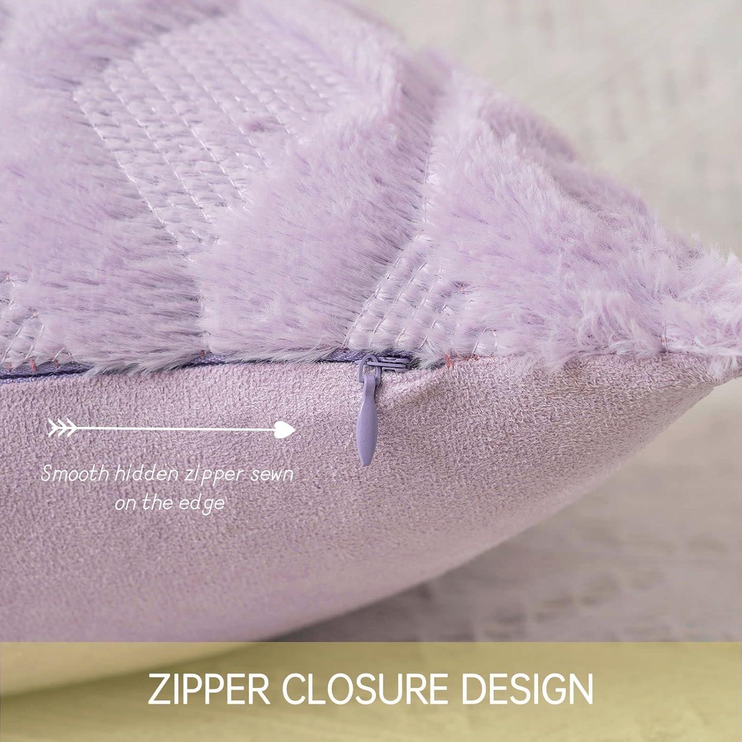 imageMIULEE Light Purple Throw Pillow Covers 20x20 Set of 2 Spring Decorative Farmhouse Couch Throw Pillows Boho Shells Cute Soft Plush Wool Winter Pillowcases for Bedroom Living Room SofaLight Purple