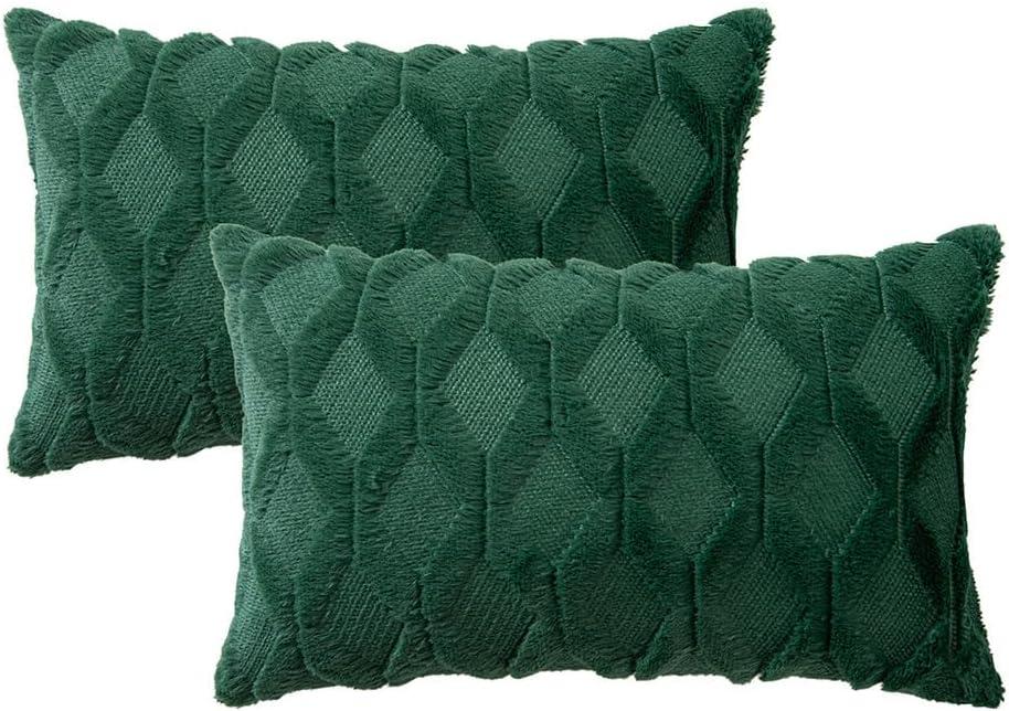 imageMIULEE Light Purple Throw Pillow Covers 20x20 Set of 2 Spring Decorative Farmhouse Couch Throw Pillows Boho Shells Cute Soft Plush Wool Winter Pillowcases for Bedroom Living Room SofaDark Green
