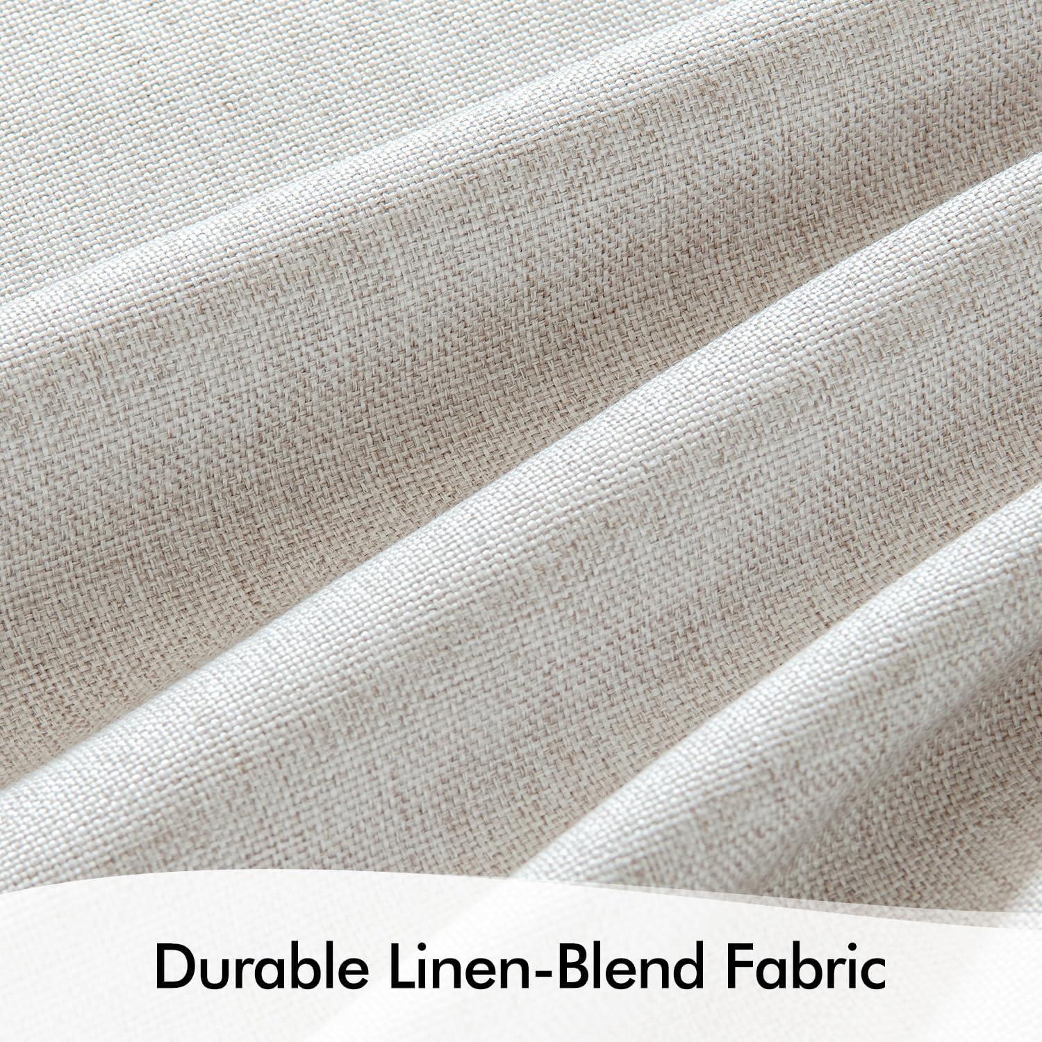 imageMIULEE Linen Pinch Pleated 100 Blackout Curtains for Bedroom 105 Inch Long 3 Panels Set Back Tab Track Beige Thermal Insulated Cream Black Out Triple Pleat Room Darkening Drapes with Hooks GreigeGreige