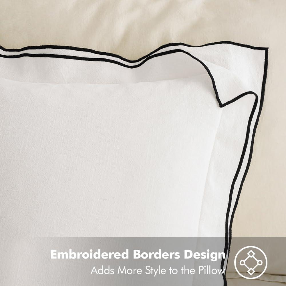 imageMIULEE Linen Throw Pillow Covers 2 Piece 18x18 Inch Cream White Boho Euro Pillowcases for Bed to Infuse Elegance Ideal for Sofa Couch Cushion in Home Decor UpgradeCream White