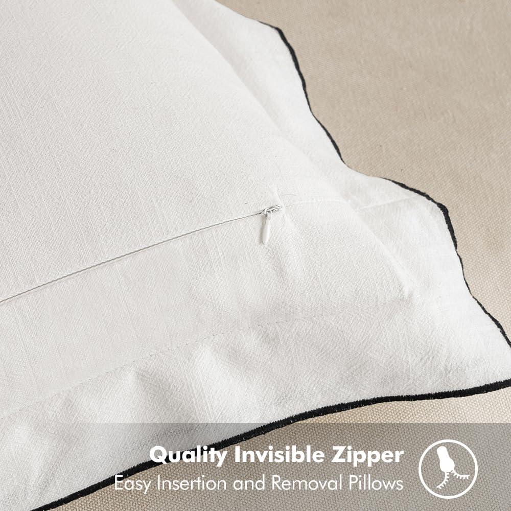 imageMIULEE Linen Throw Pillow Covers 2 Piece 18x18 Inch Cream White Boho Euro Pillowcases for Bed to Infuse Elegance Ideal for Sofa Couch Cushion in Home Decor UpgradeCream White