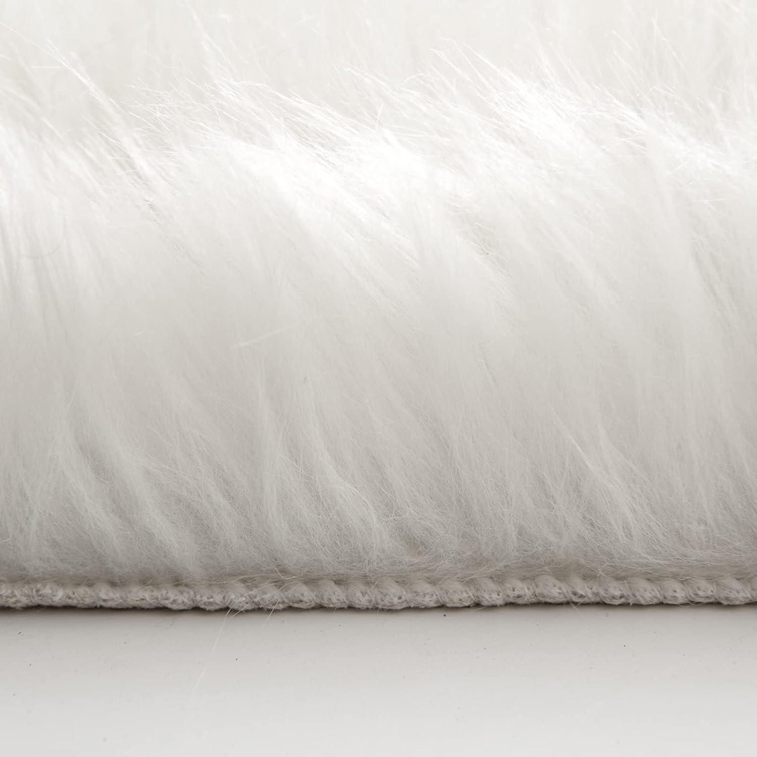 imageMIULEE Luxury Soft Fluffy Area Rug 3x5 Feet Faux Fur Sheepskin Rug Decorative Plush Shaggy Carpet for Christmas Decor Bedside Sofa Floor Nursery WhiteWhite