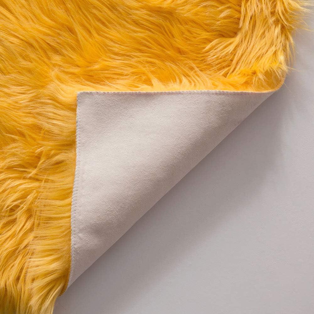 imageMIULEE Luxury Soft Fluffy Area Rug 3x5 Feet Faux Fur Sheepskin Rug Decorative Plush Shaggy Carpet for Christmas Decor Bedside Sofa Floor Nursery WhiteOrange Yellow