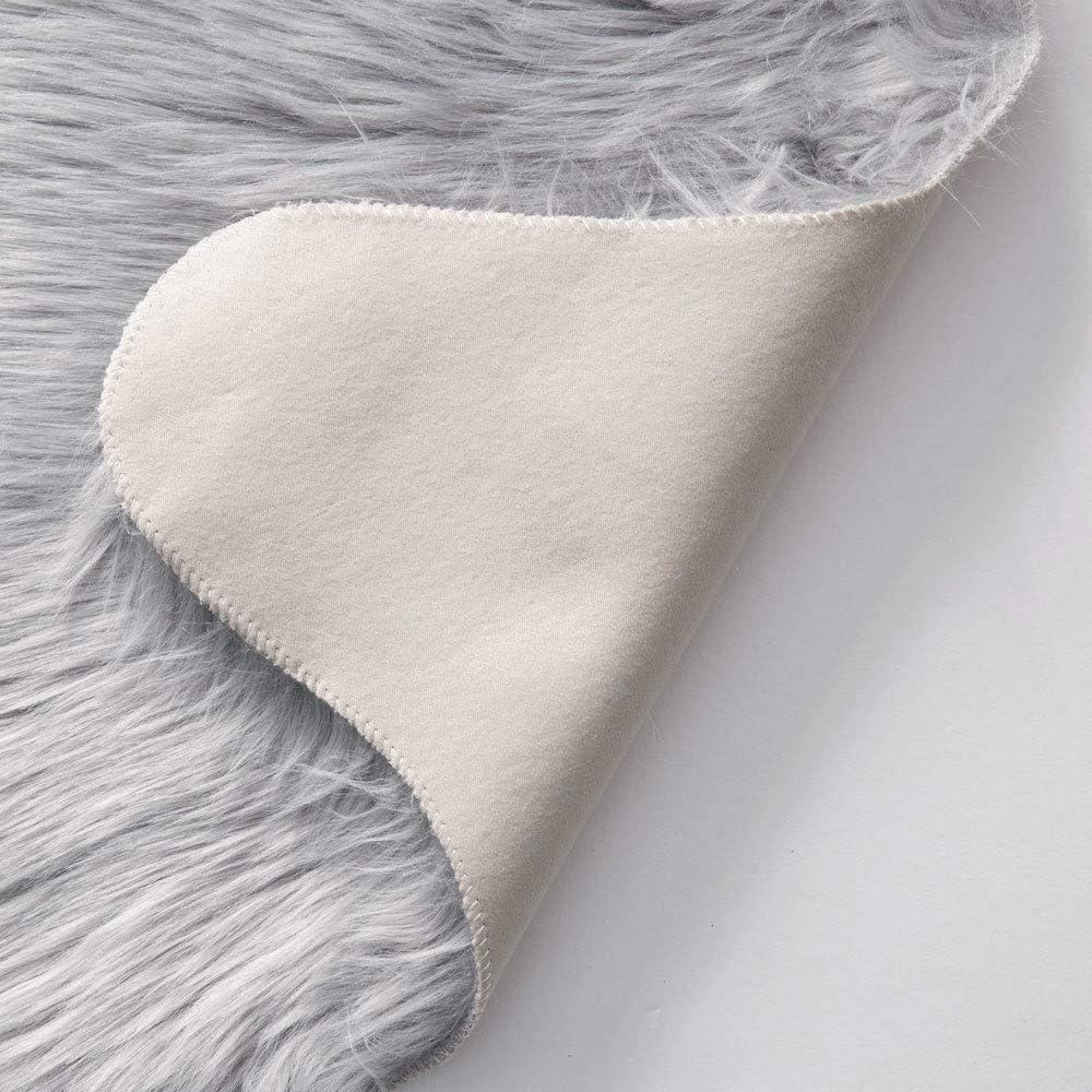 imageMIULEE Luxury Soft Fluffy Area Rug 3x5 Feet Faux Fur Sheepskin Rug Decorative Plush Shaggy Carpet for Christmas Decor Bedside Sofa Floor Nursery WhiteGrey