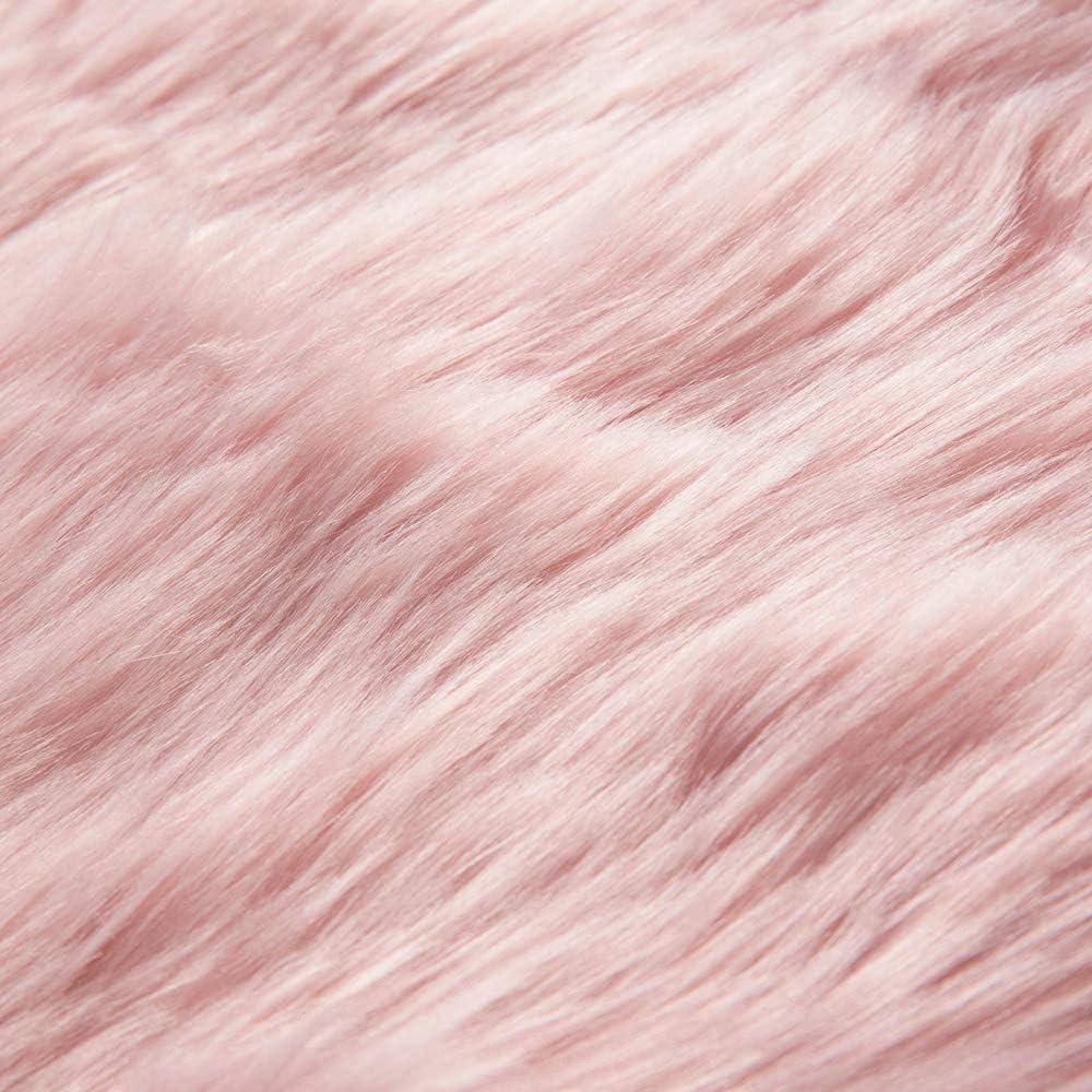 imageMIULEE Luxury Soft Fluffy Area Rug 3x5 Feet Faux Fur Sheepskin Rug Decorative Plush Shaggy Carpet for Christmas Decor Bedside Sofa Floor Nursery WhitePink