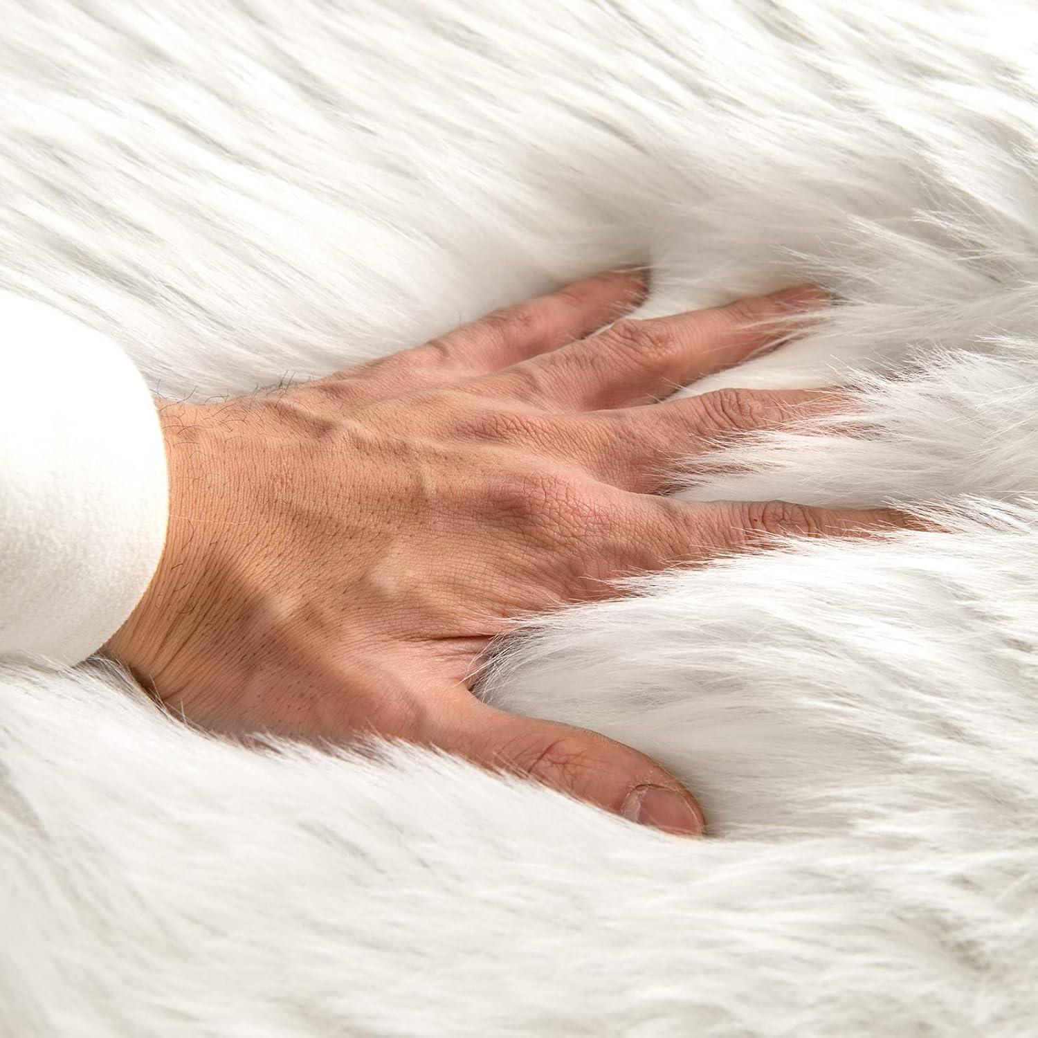 imageMIULEE Luxury Soft Fluffy Area Rug 3x5 Feet Faux Fur Sheepskin Rug Decorative Plush Shaggy Carpet for Christmas Decor Bedside Sofa Floor Nursery WhiteWhite