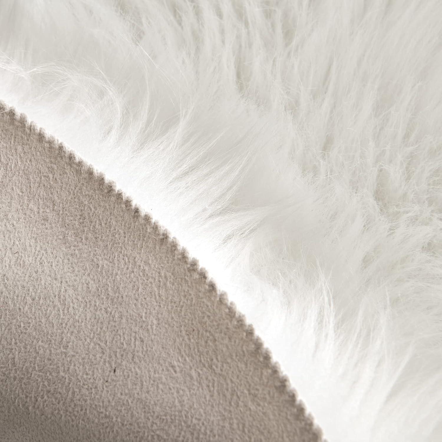 imageMIULEE Luxury Soft Fluffy Area Rug 3x5 Feet Faux Fur Sheepskin Rug Decorative Plush Shaggy Carpet for Christmas Decor Bedside Sofa Floor Nursery WhiteWhite