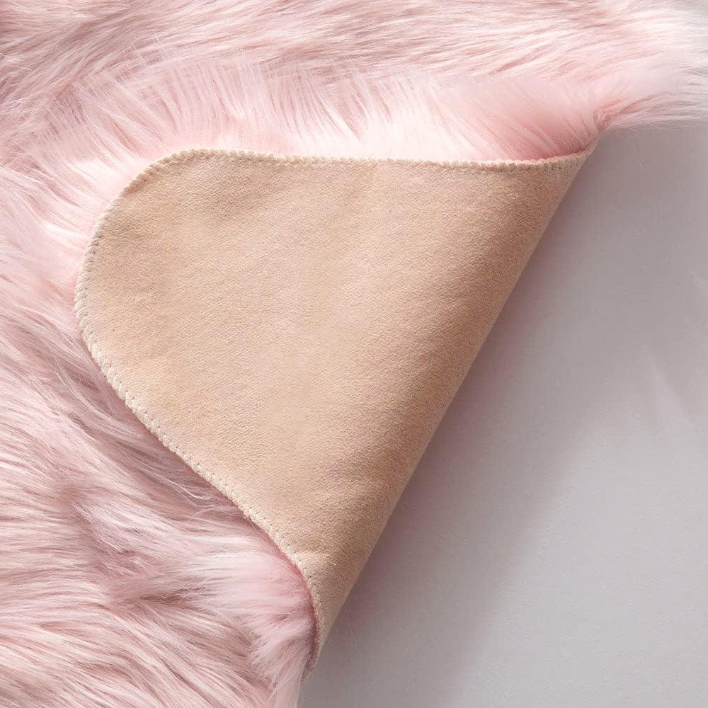 imageMIULEE Luxury Soft Fluffy Area Rug 3x5 Feet Faux Fur Sheepskin Rug Decorative Plush Shaggy Carpet for Christmas Decor Bedside Sofa Floor Nursery WhitePink